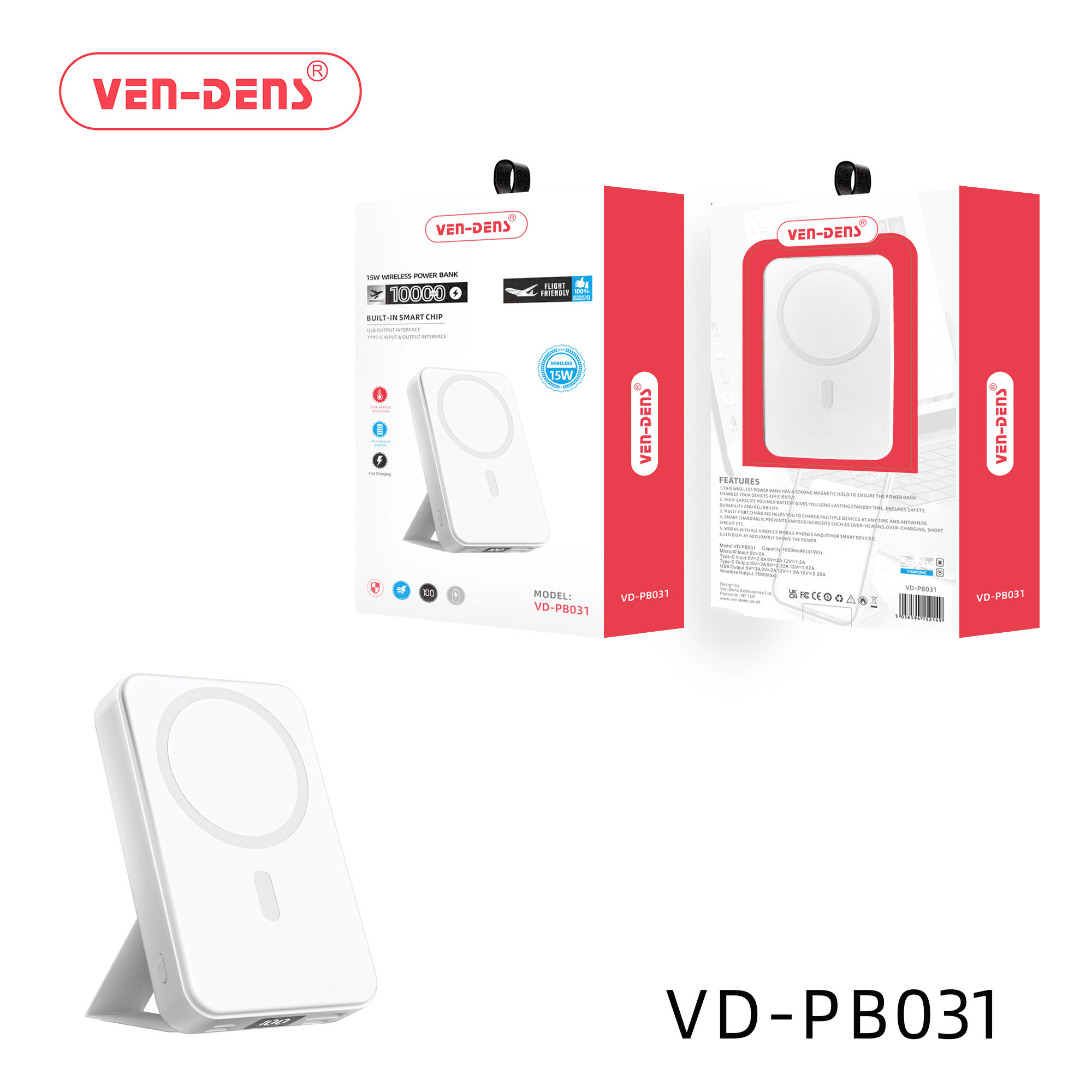 Power Bank 10000mAh 15w wireless powerbank with stand (built-in smart chip)