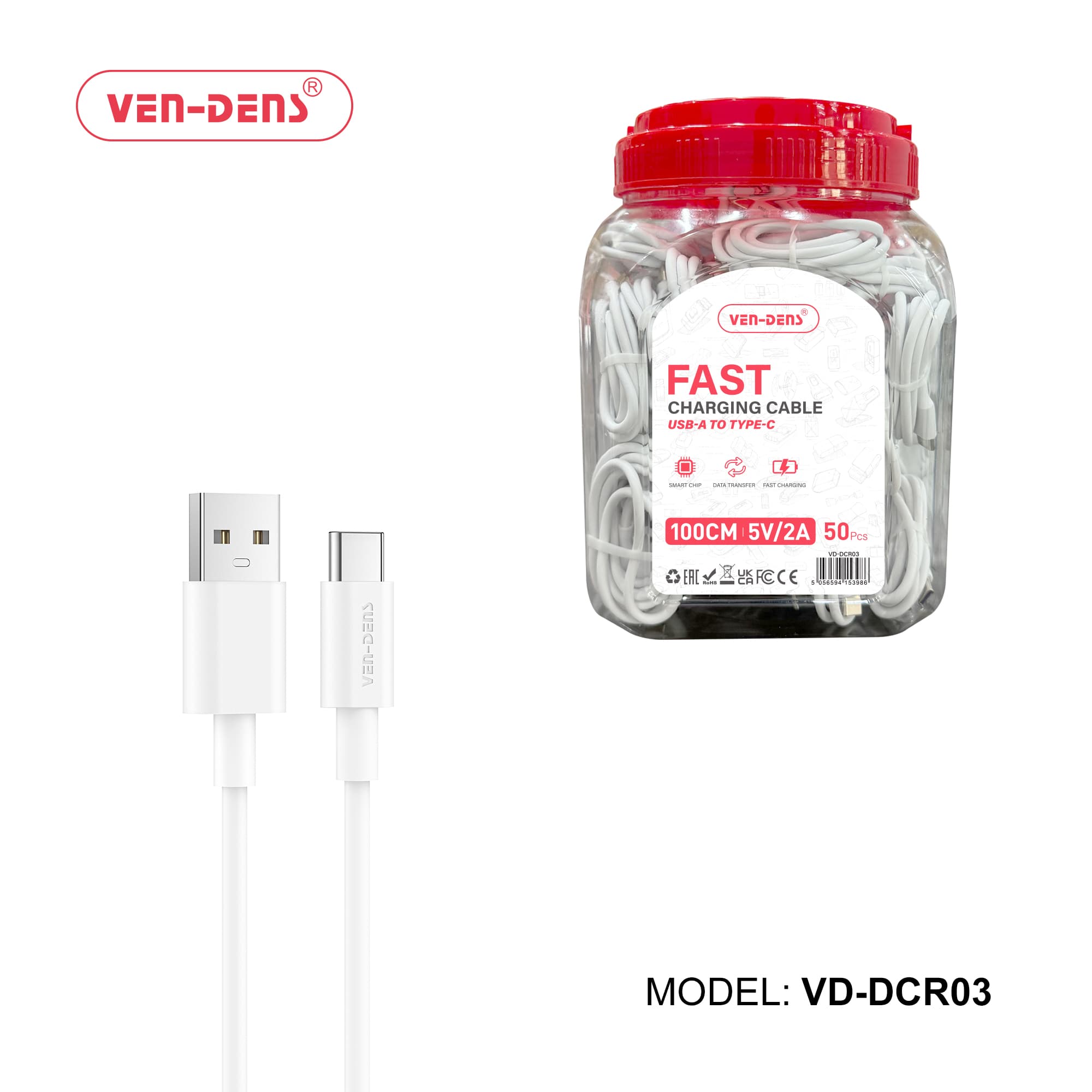 2A 5V PVC Cable USB A To TYPE C Cable (50Pcs In Box)