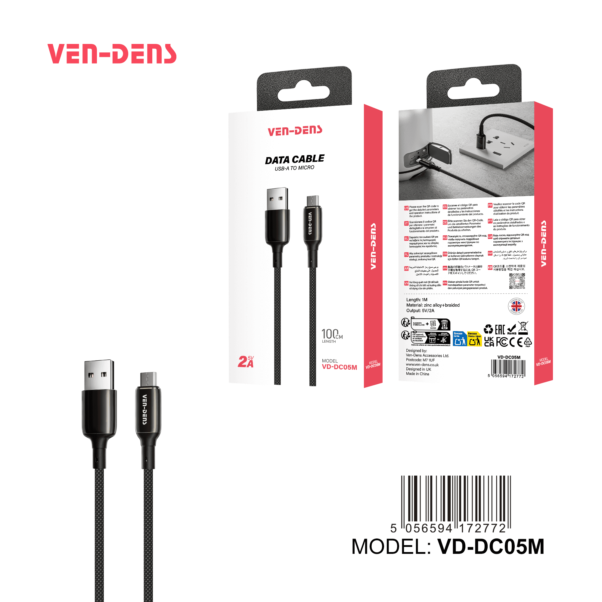 2A 5V Silicone Cable USB A To Micro USB Cable
