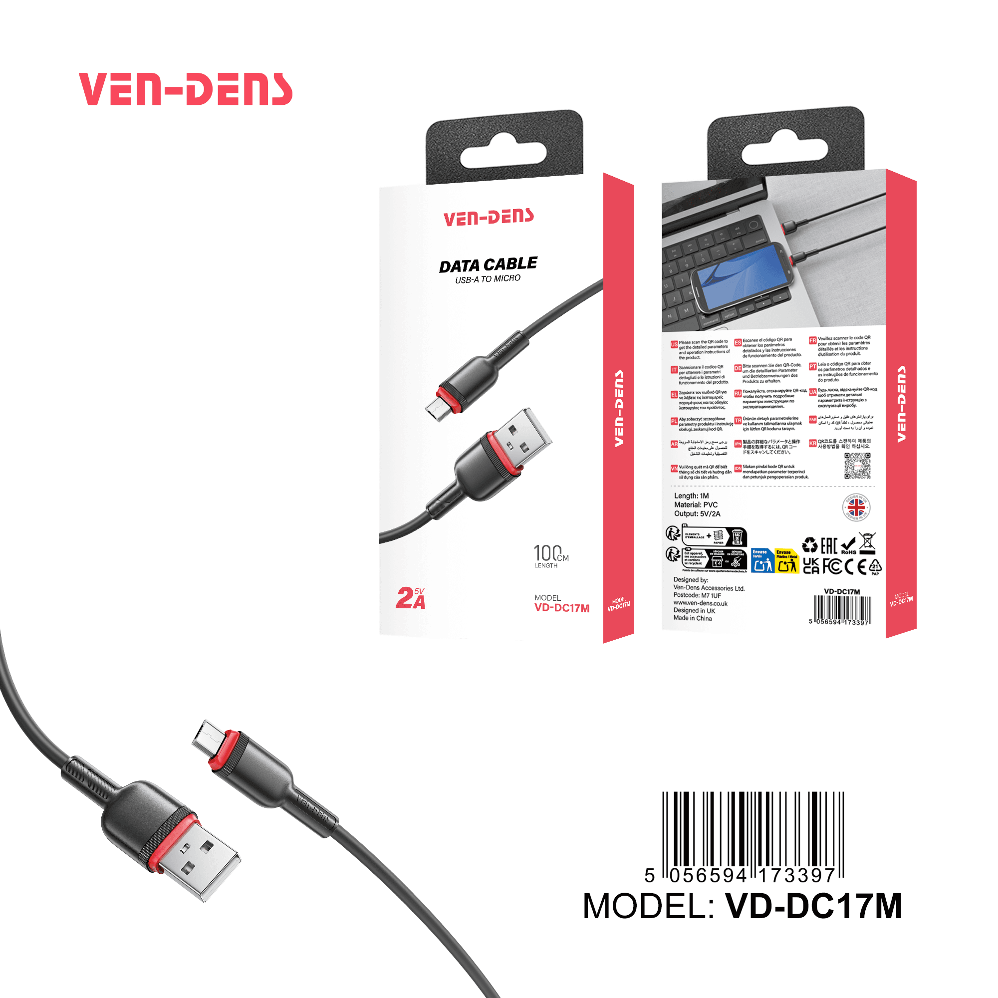 2A 5V PVC Cable USB A To Micro USB Cable