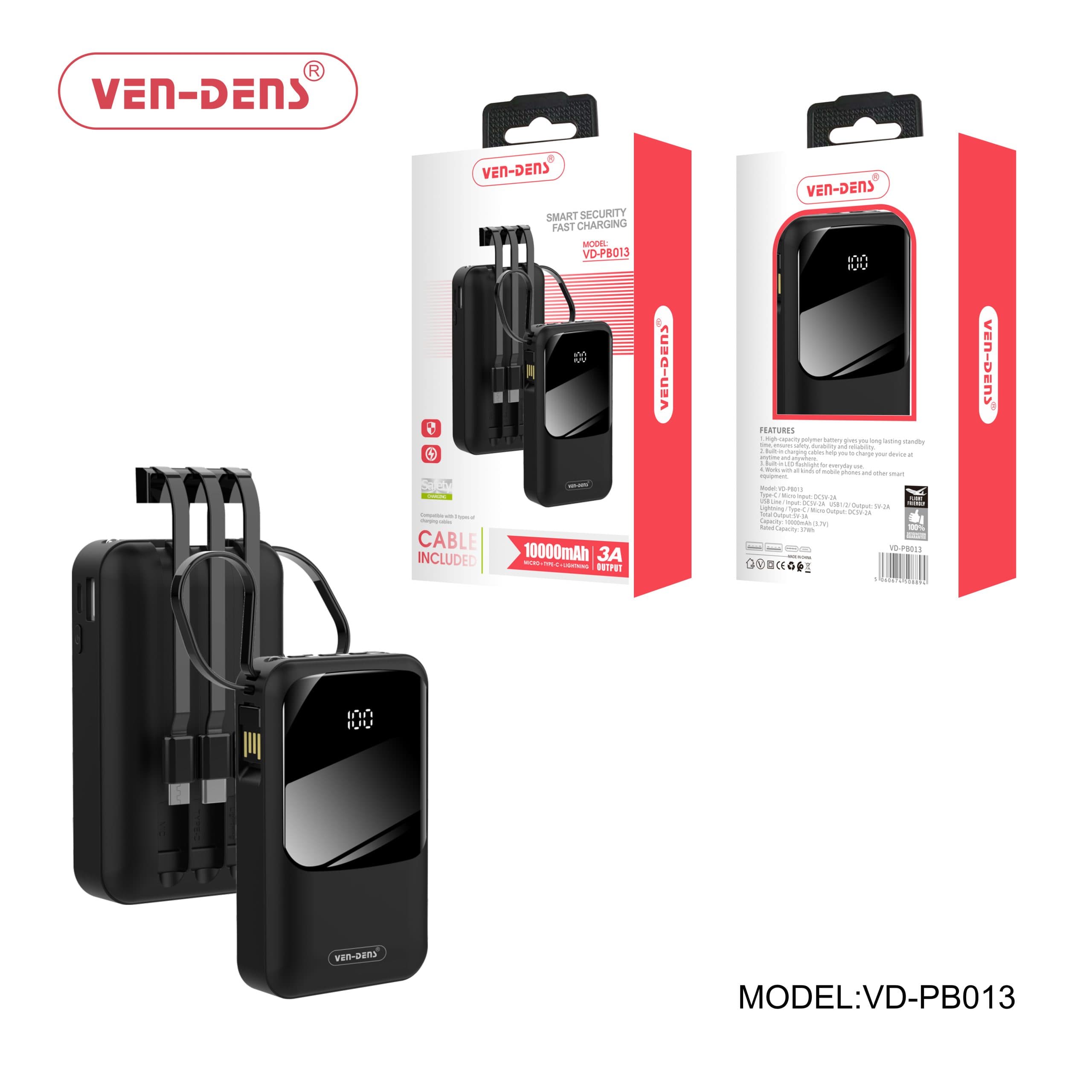 Power Bank 10000mAh 3A Output with 3Types Of Charging Cables (Copy)