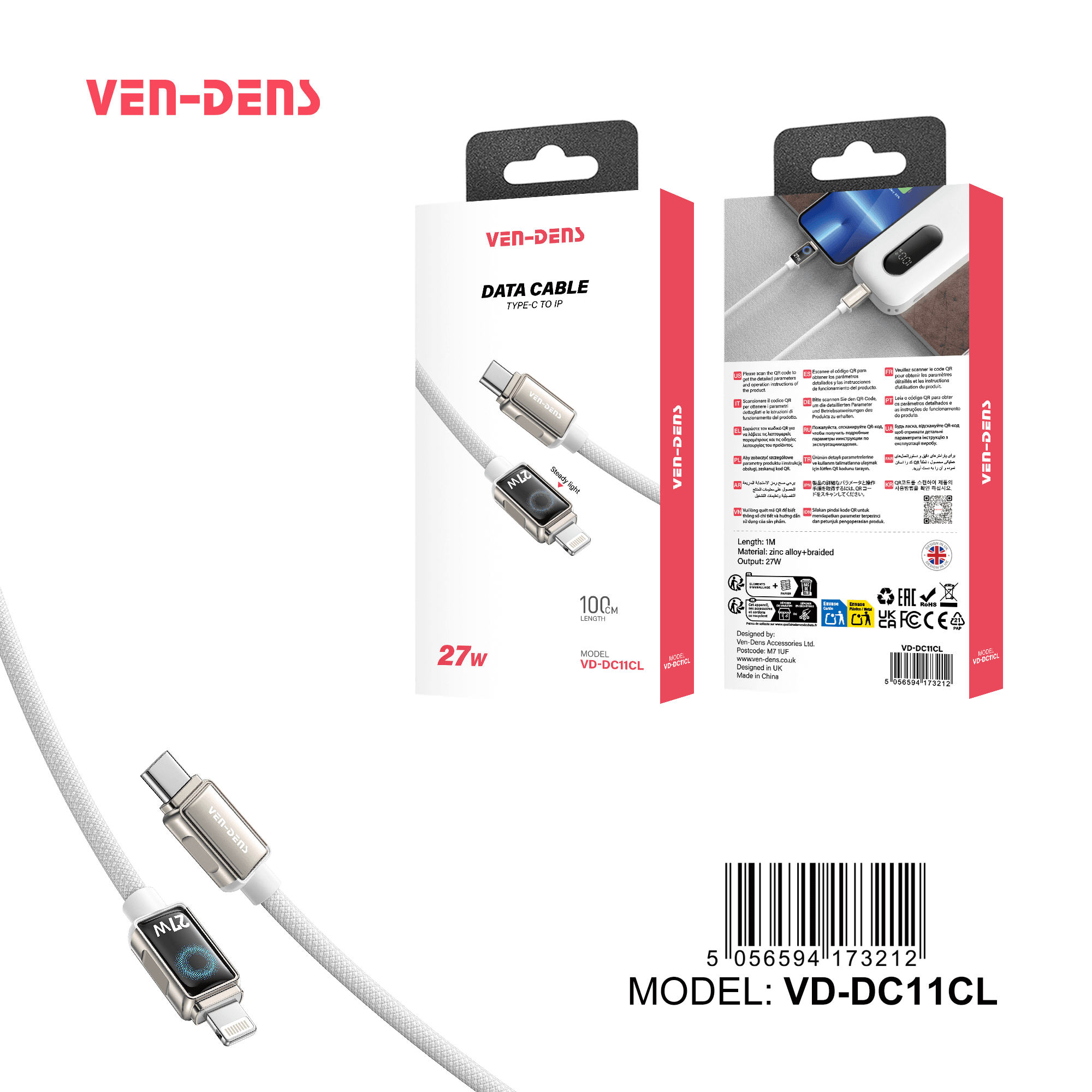27W USB C To Lightning Charging Cable