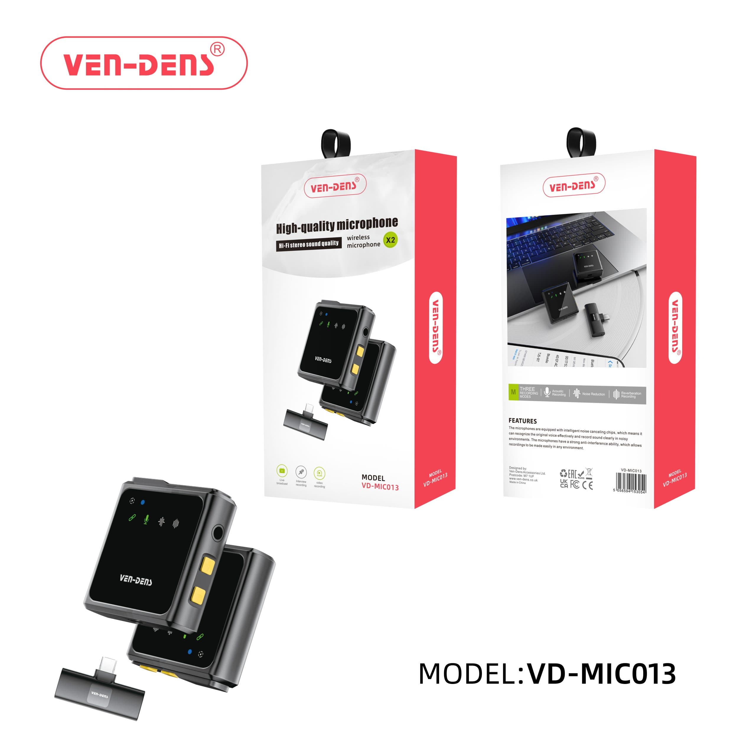 Hi-Fi stero sound qulaity Type-c Port wireless Microphone