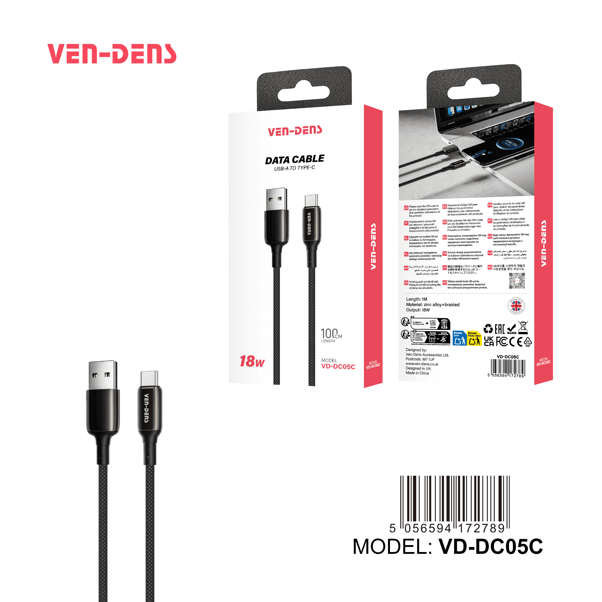 18W Cable USB A To TYPE C Cable