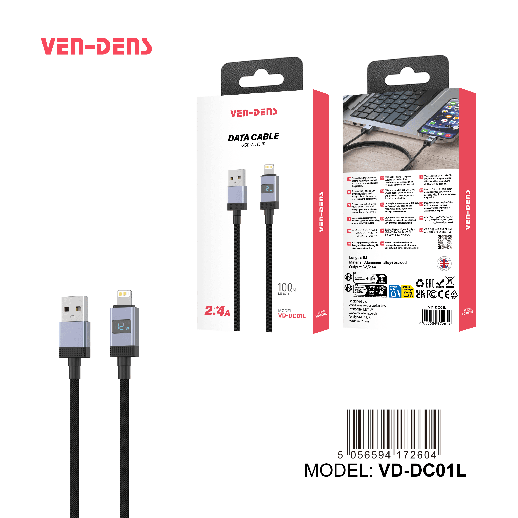 5V 2.4A Cable USB A To iPhone Cable