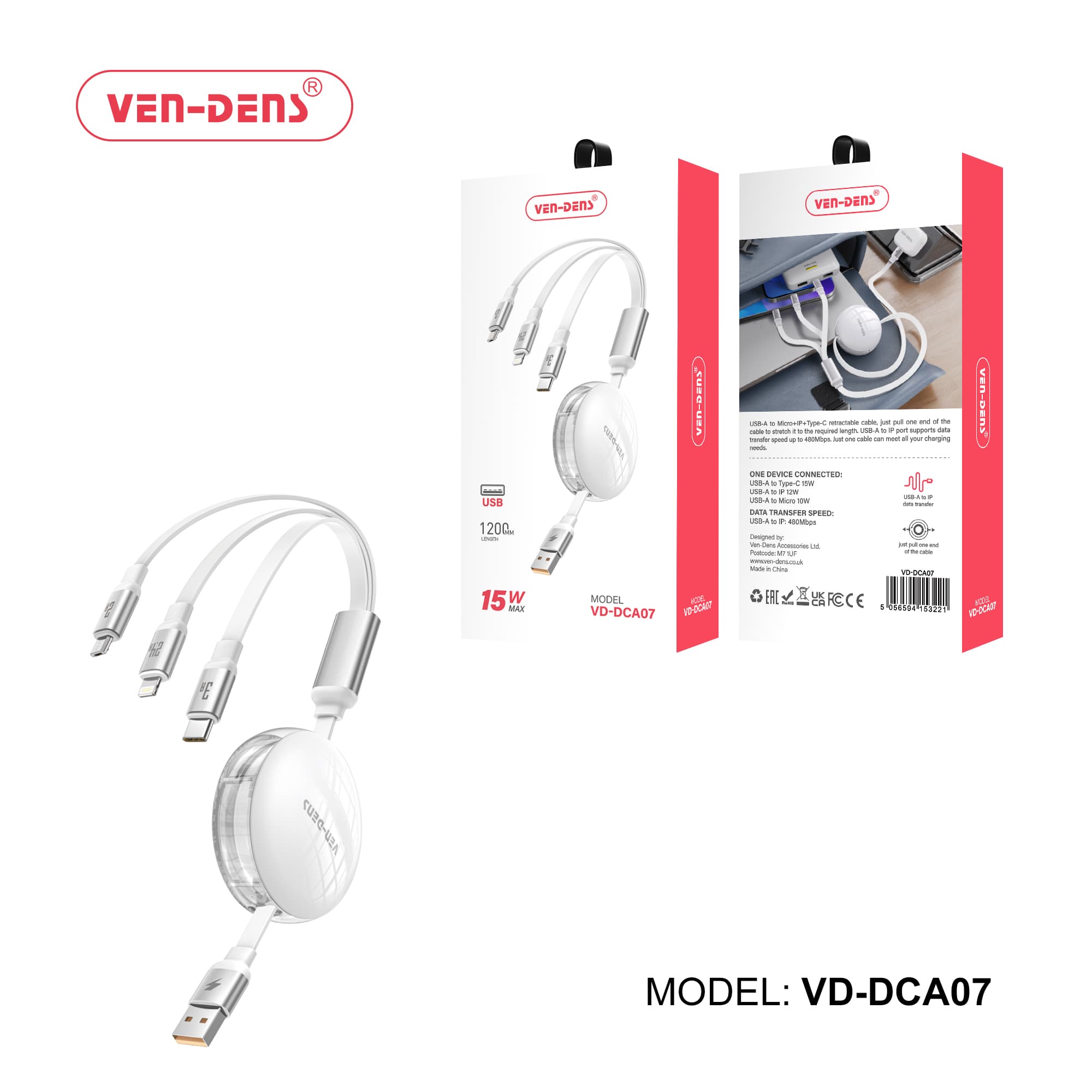 3 in 1 15w Max Multi support chargeing Cable