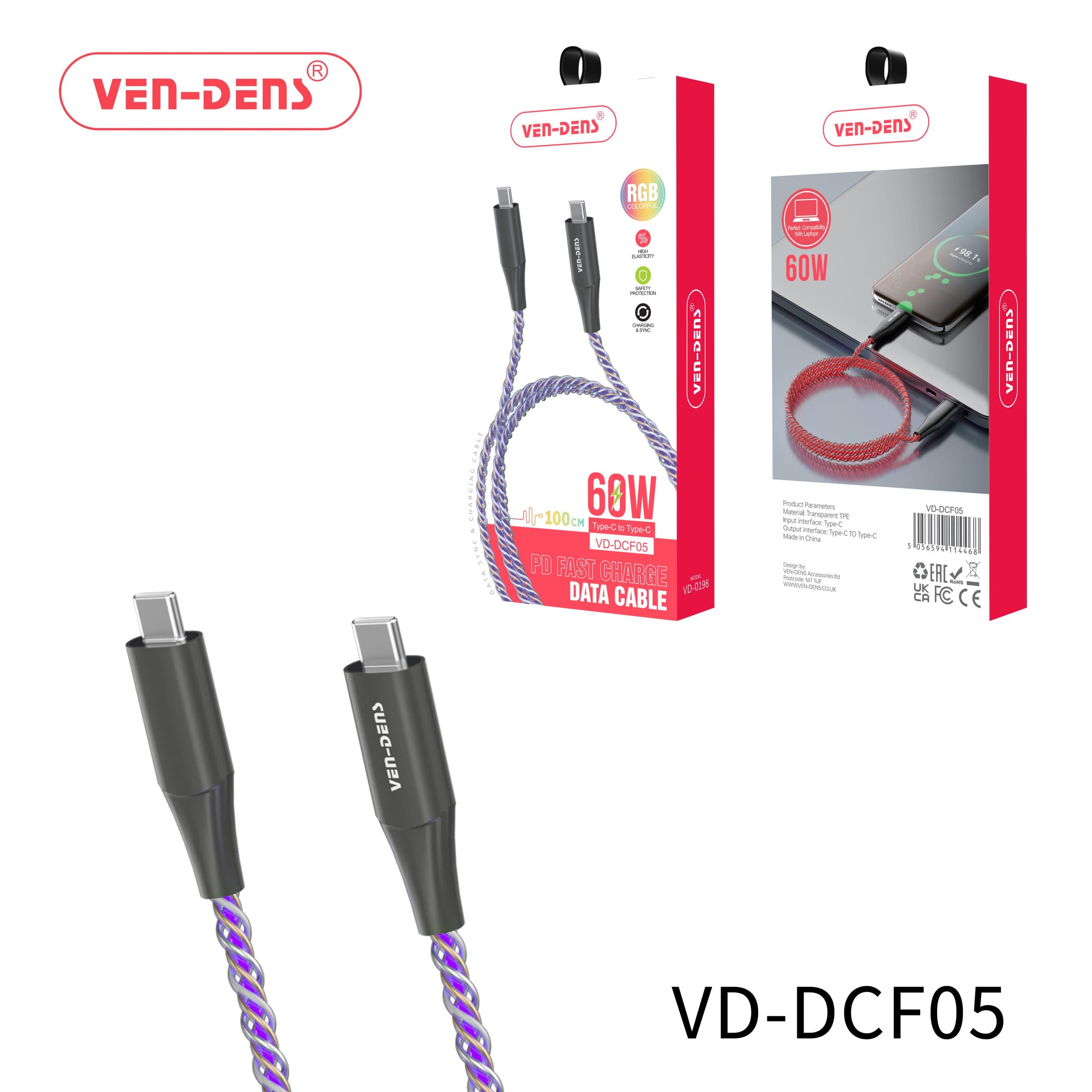 Illuminated Light Flowing Fast Charging Cable USB C To TYPE C Cable