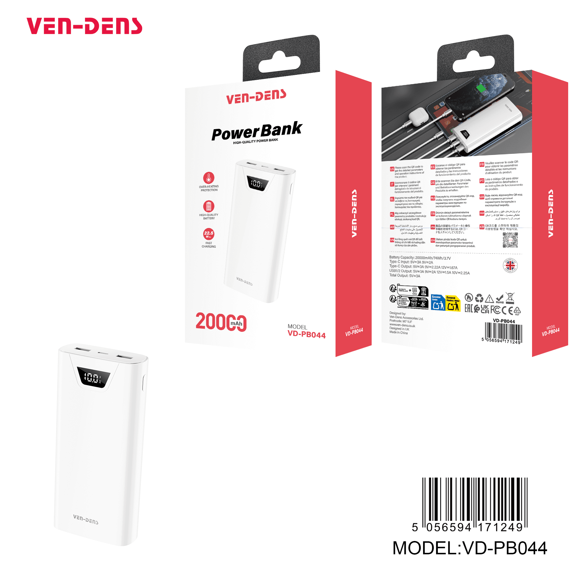 Power Bank 20000mAh Portable Charger 22.5W