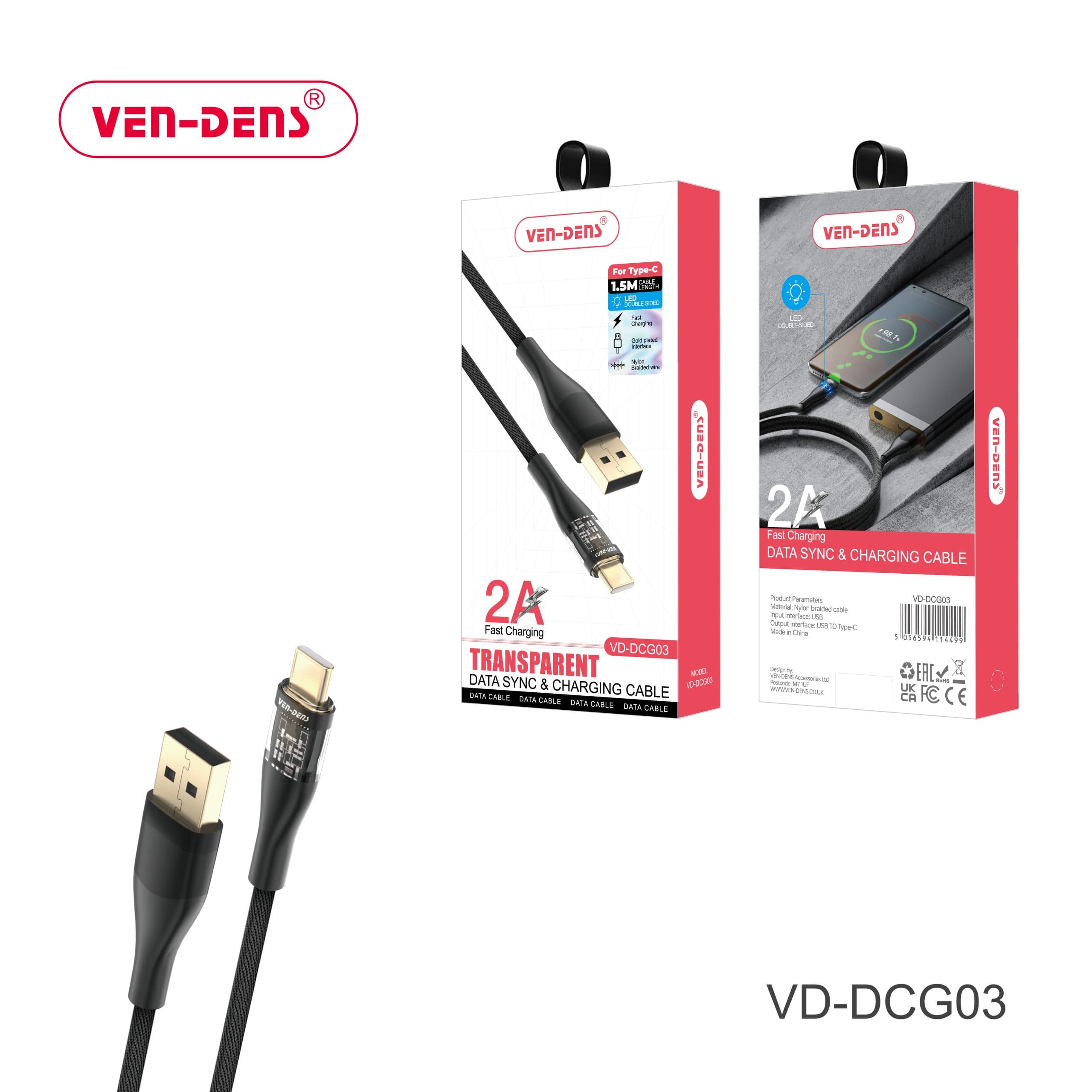 Transparent Aesthetics Data Sync & Fast Charging Cable USB A To TYPE C Cable