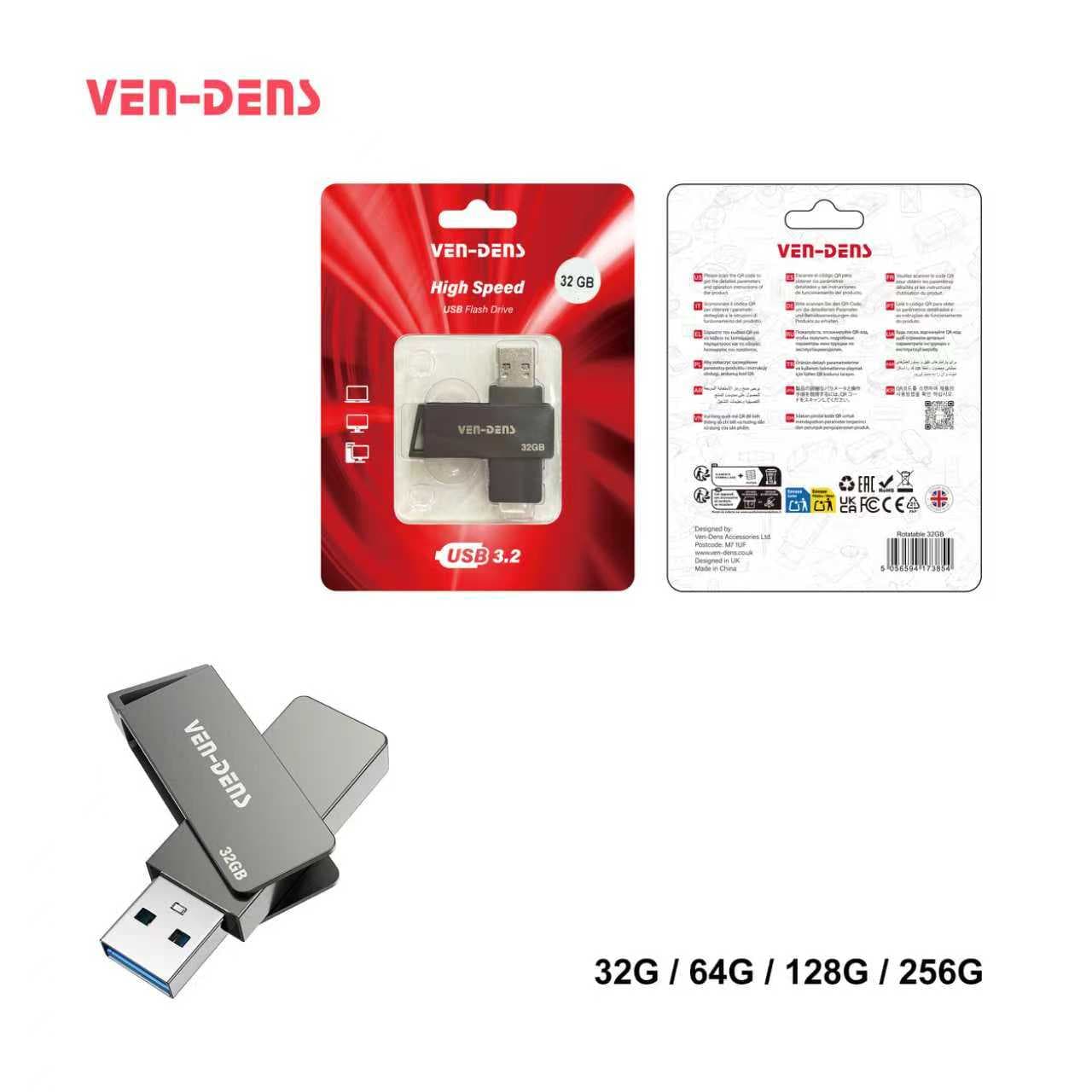 USB 3.2 Flash Drive 32GB, High-Speed Metal Pen Drive, 360° Rotating Design, Plug & Play Memory Stick for Laptop, PC, Car, TV (USB PENDRIVE A)