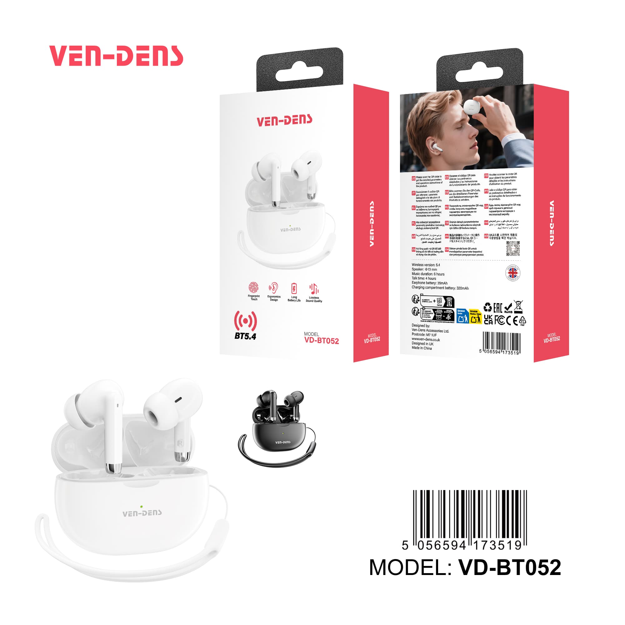 True Wireless Stereo Earphones Bluetooth 5.4 Earbuds – Lanyard Included (BT052)