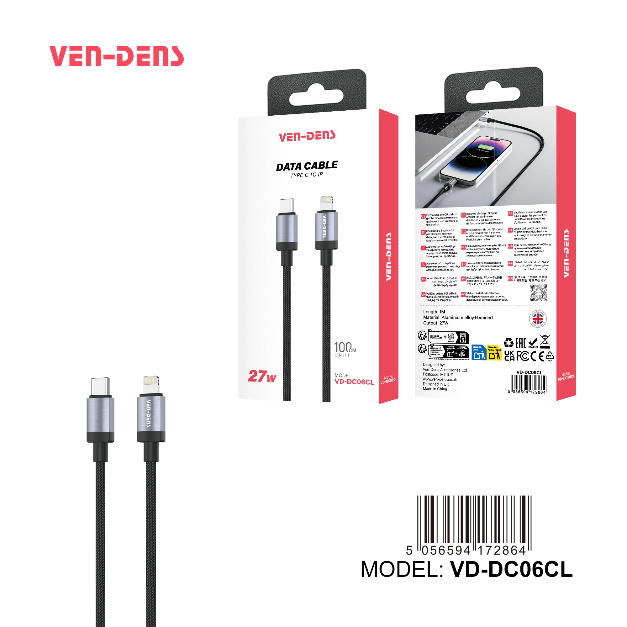 27W USB C To Lightning Charging Cable