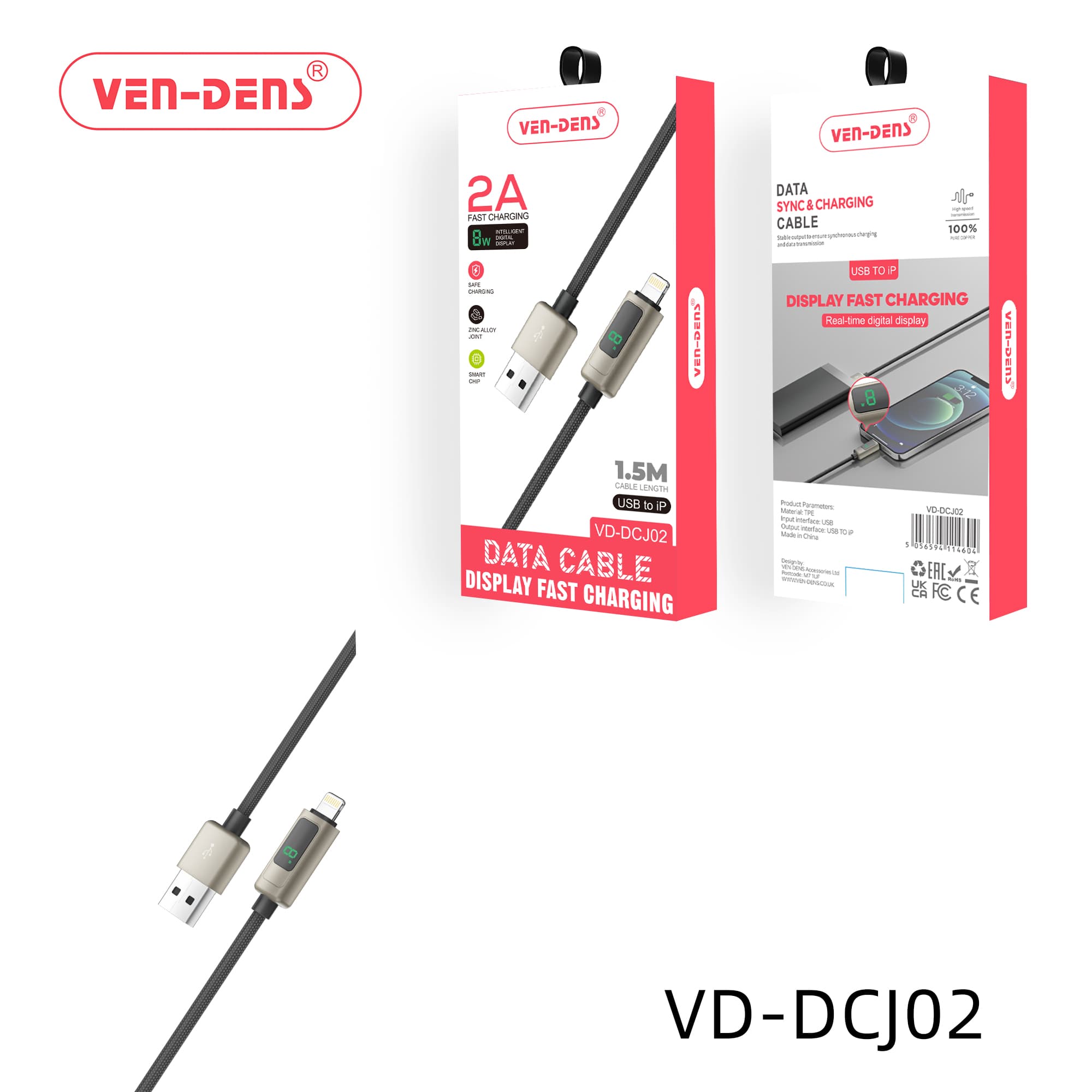 Display Fast Charging USB A To Lightning Charging Cable