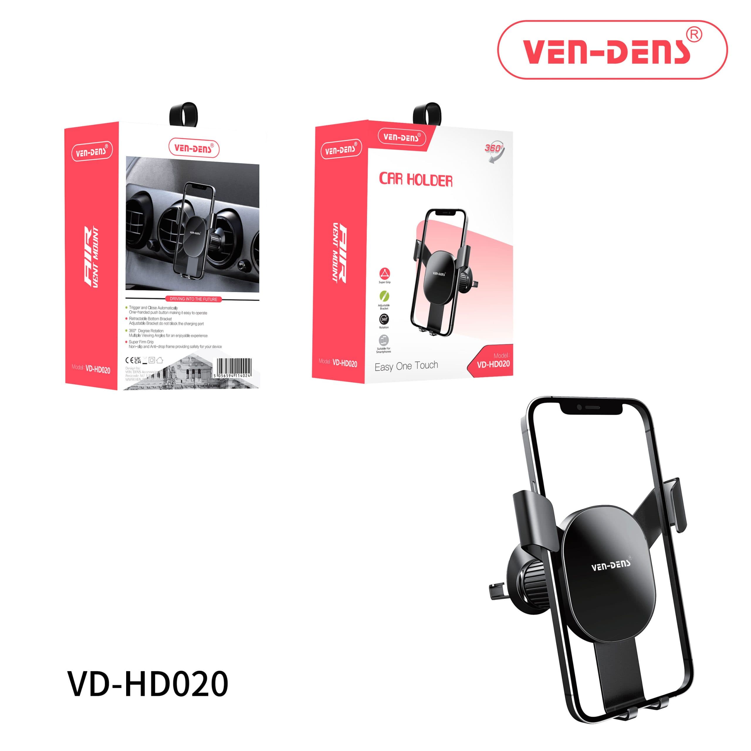 Car Phone Holder 360 Rotation Easy One Touch Holder