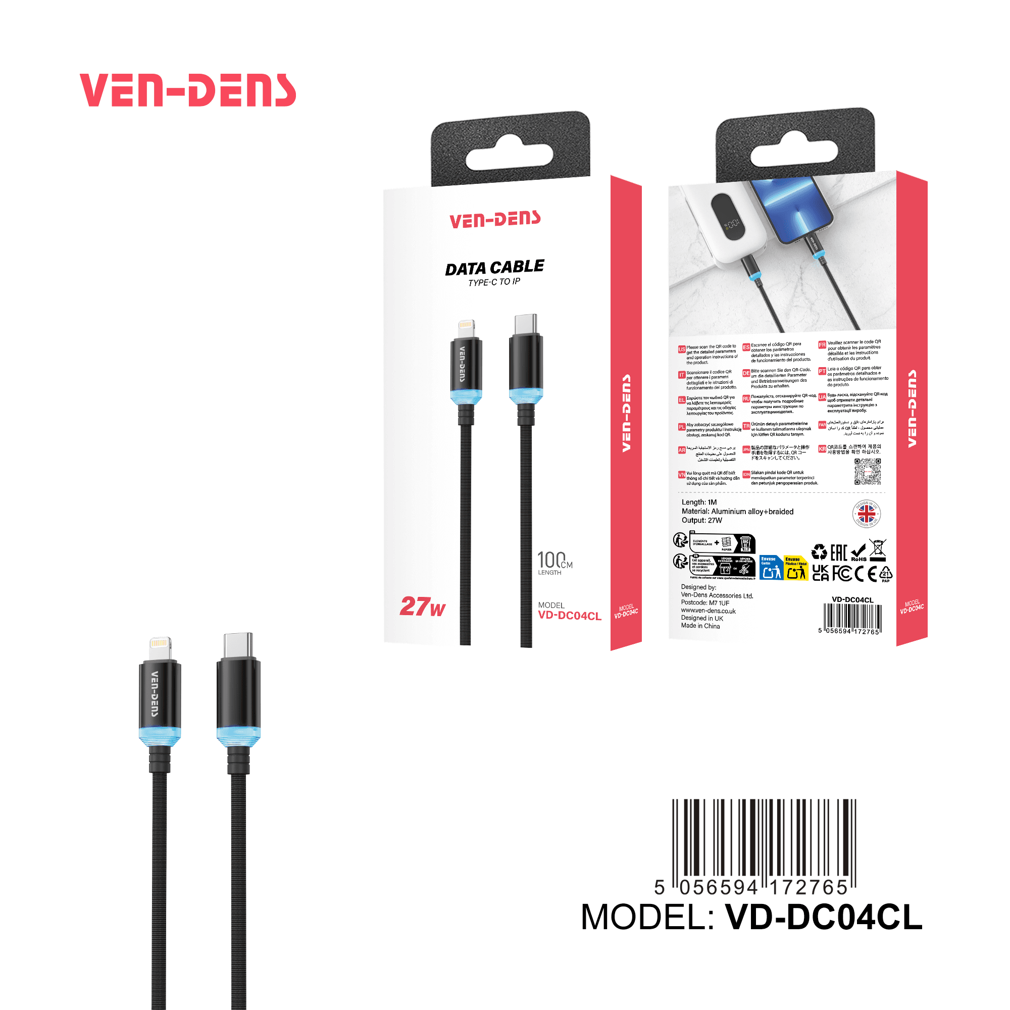 27W USB C To Lightning Charging Cable