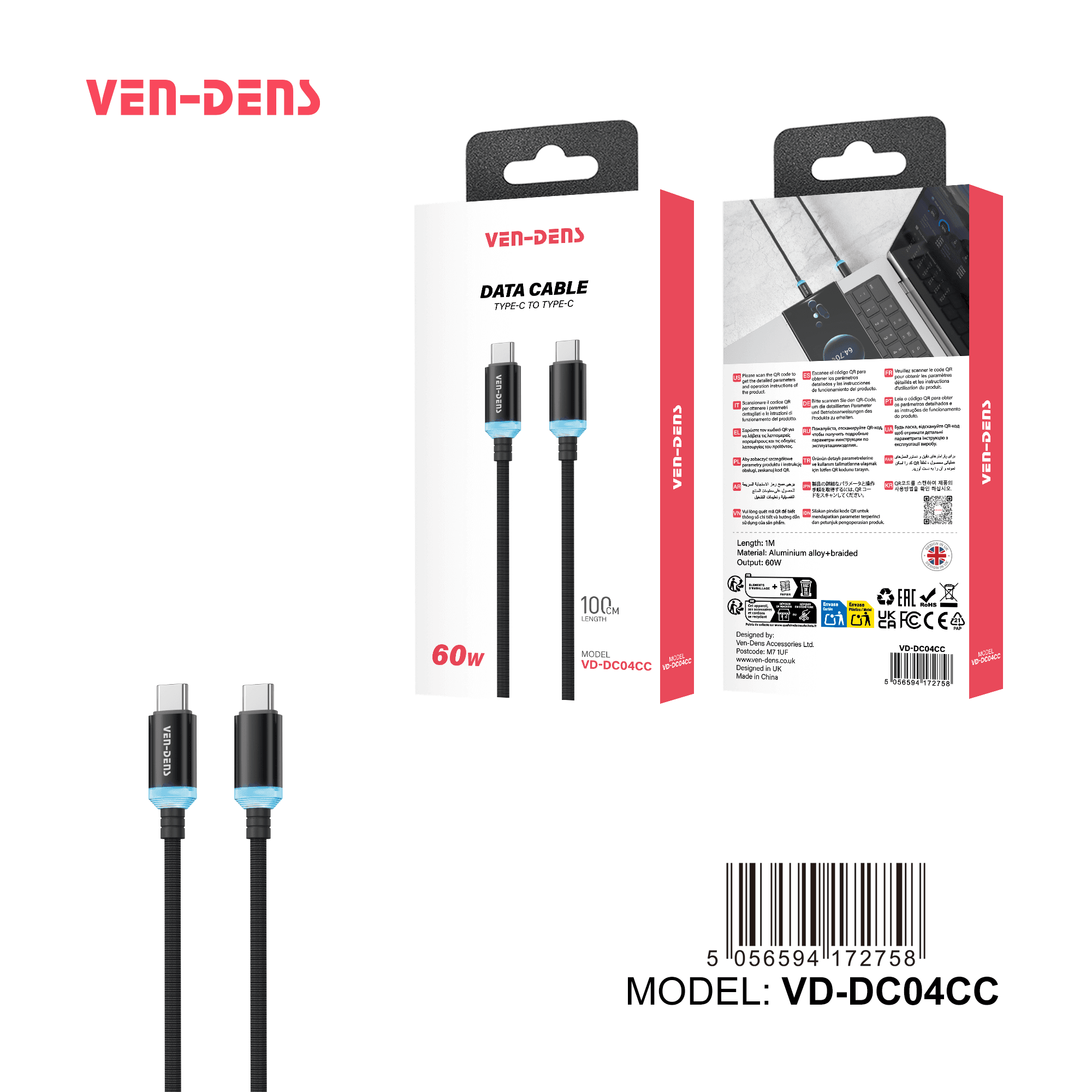 60W Cable USB C To TYPE C Cable