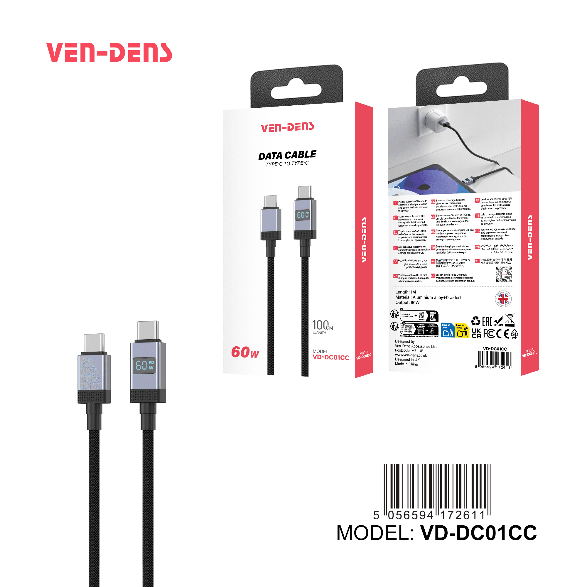 60W Cable USB C To TYPE C Cable