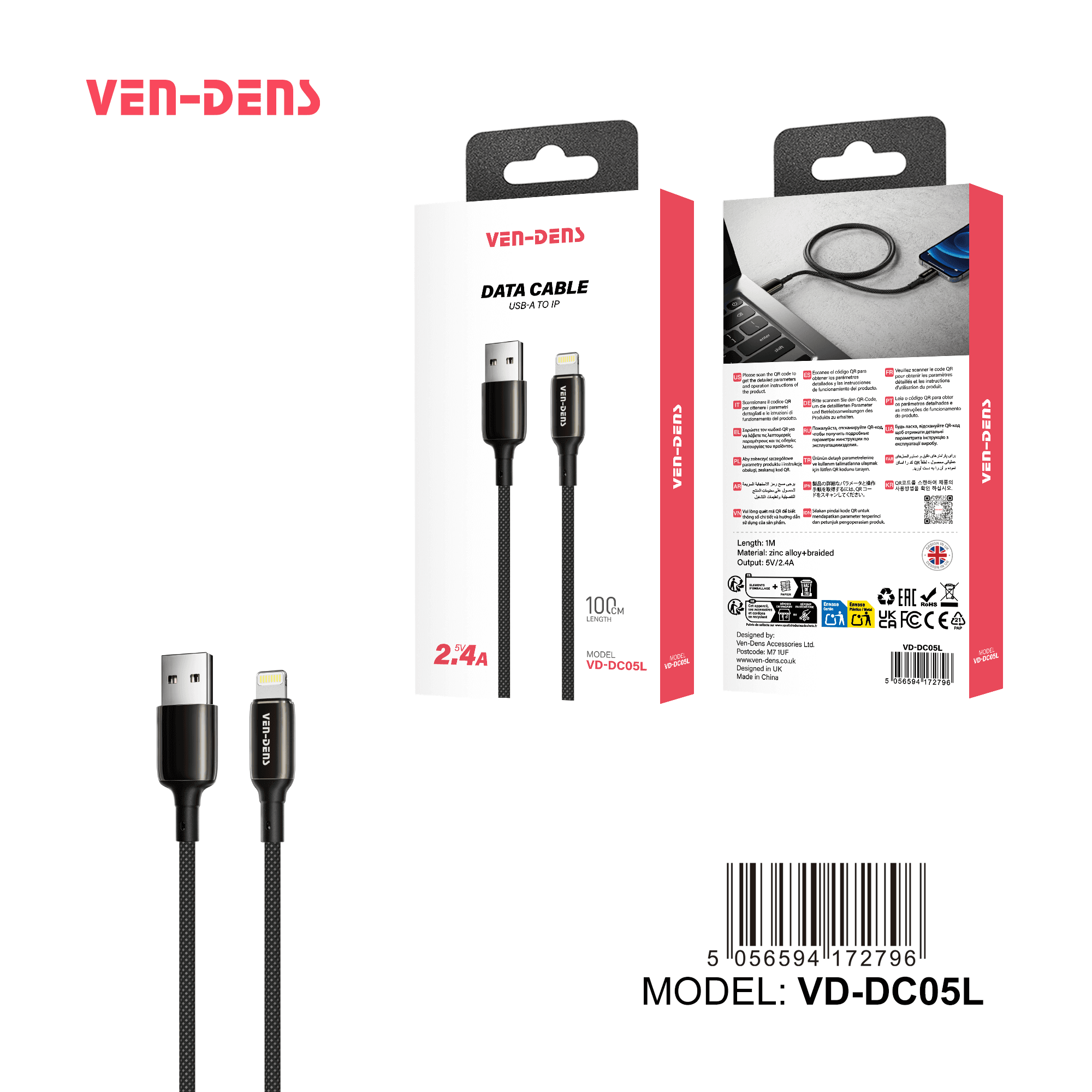 5V 2.4A Cable USB A To iPhone Cable