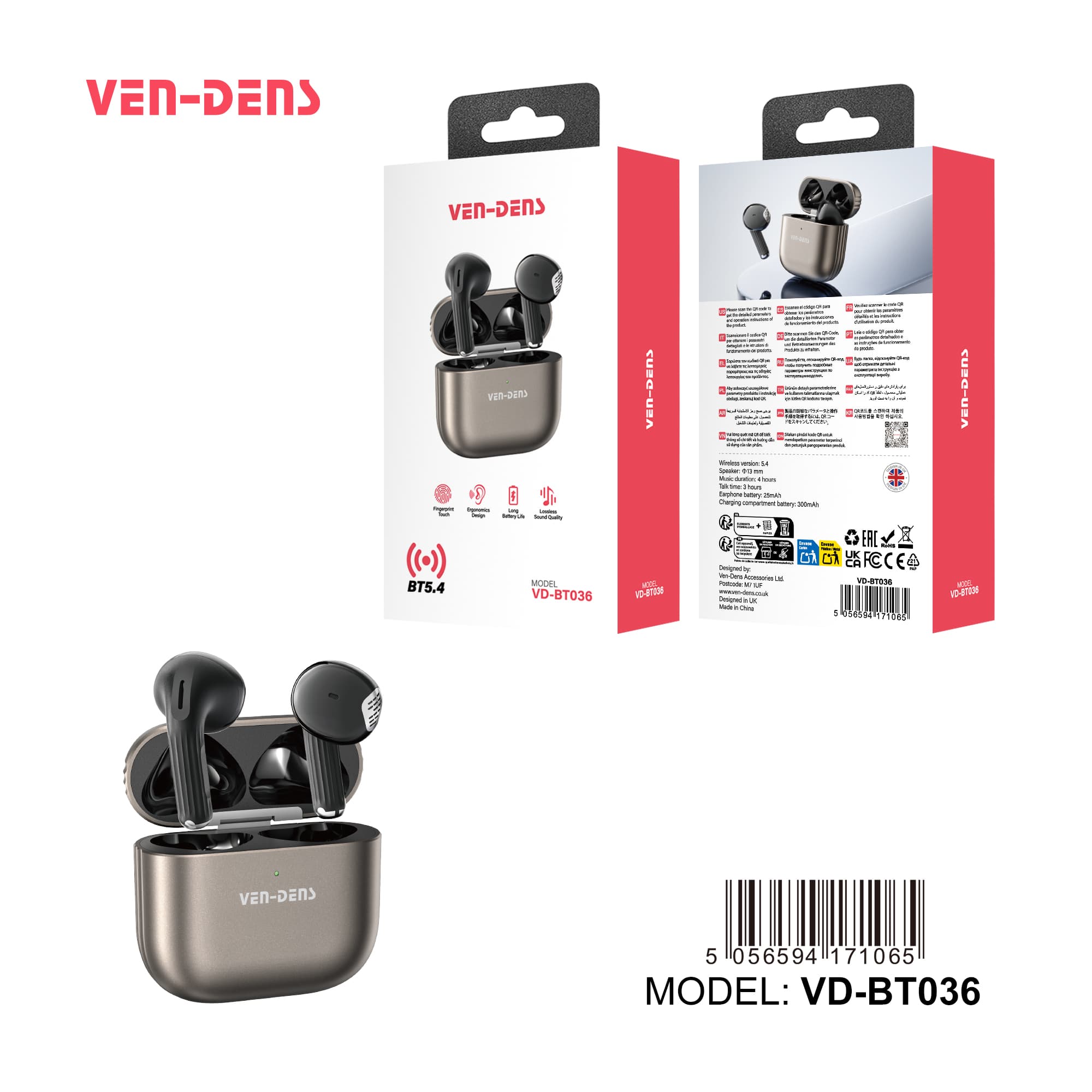 True Wireless Stereo Earphones Bluetooth 5.4 Earbuds (BT036)