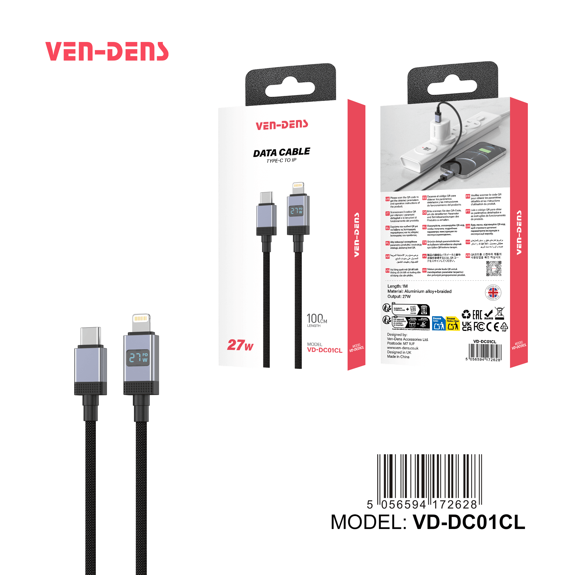 27W USB C To Lightning Charging Cable