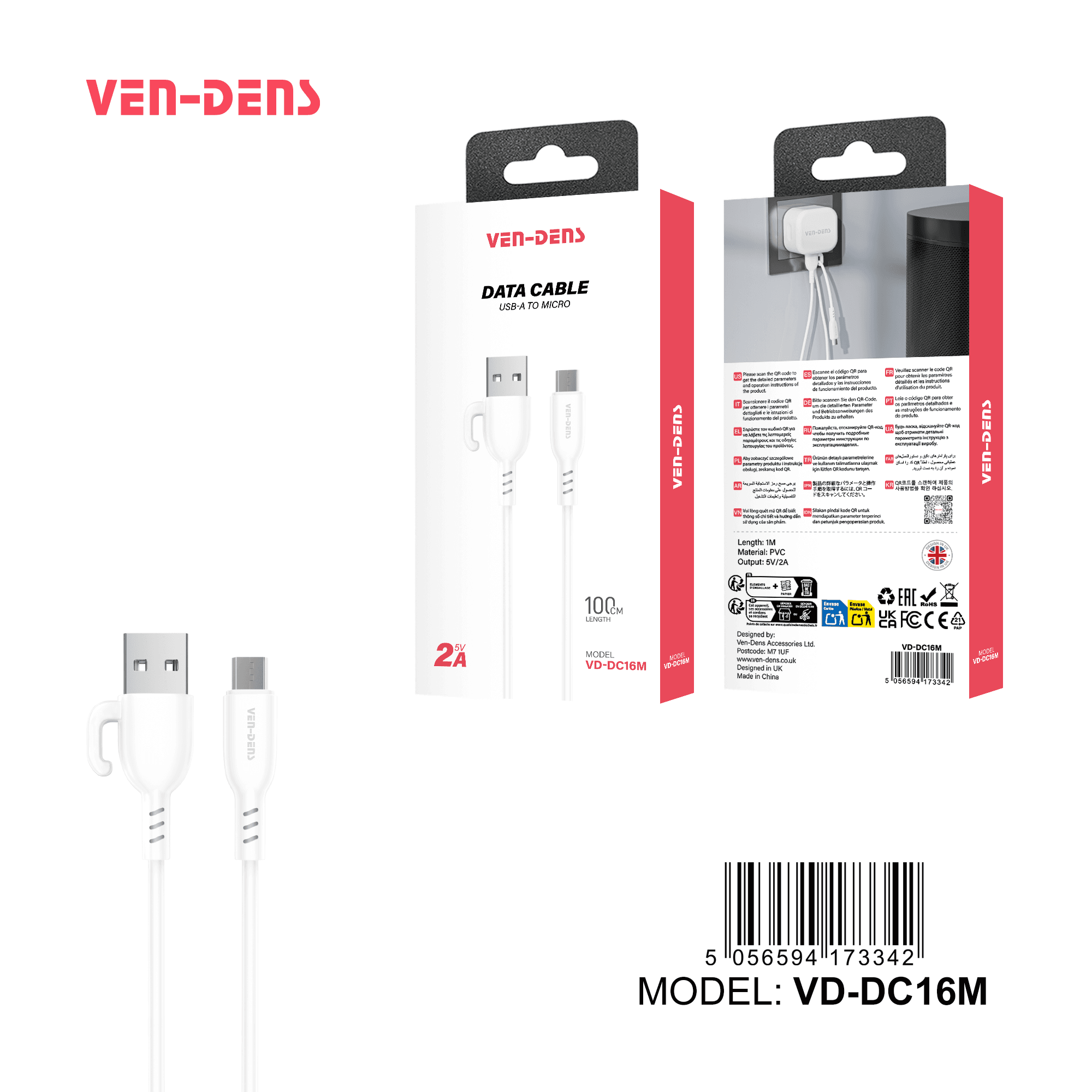 2A 5V PVC Cable USB A To Micro USB Cable