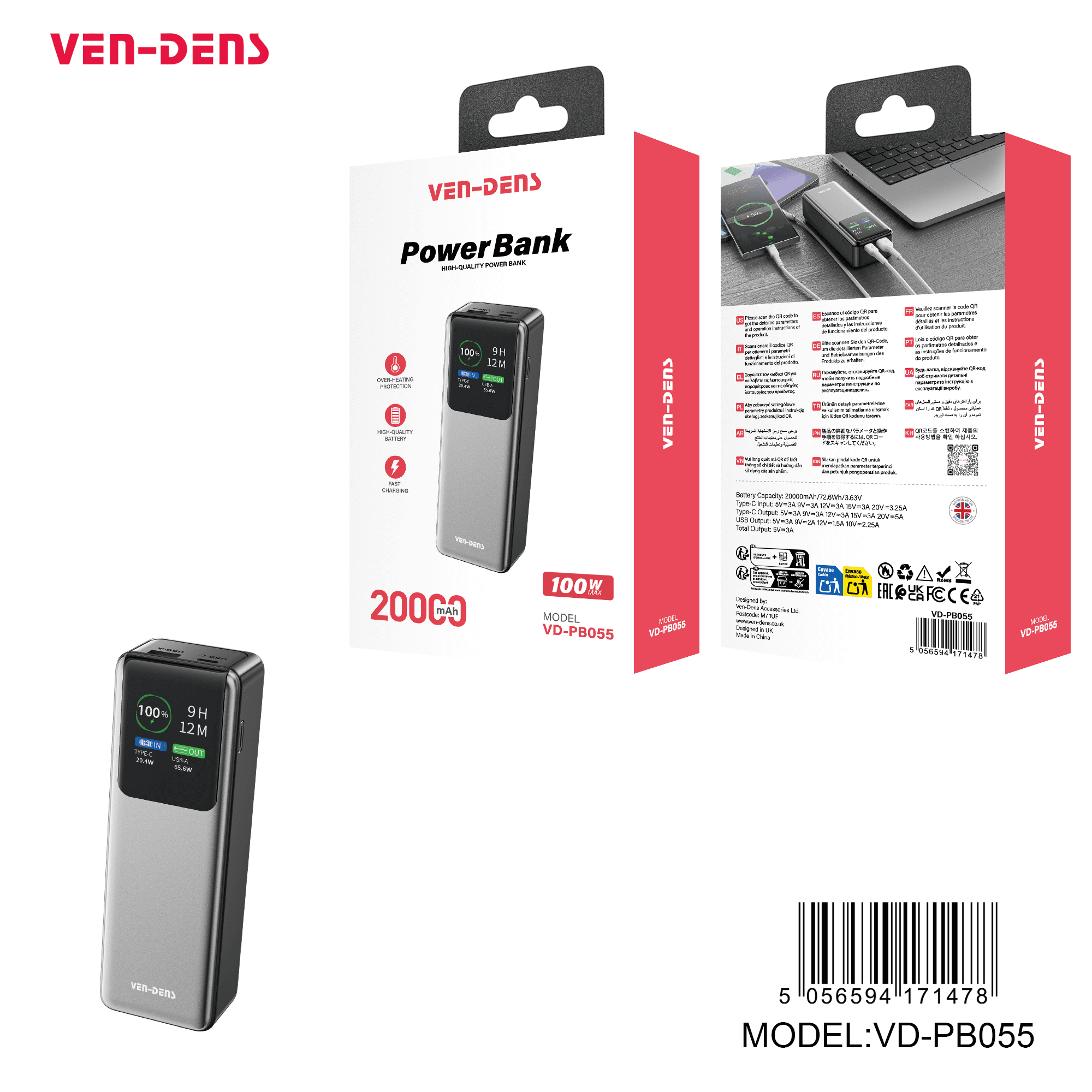 Power Bank 20000mAh Portable Charger 22.5W