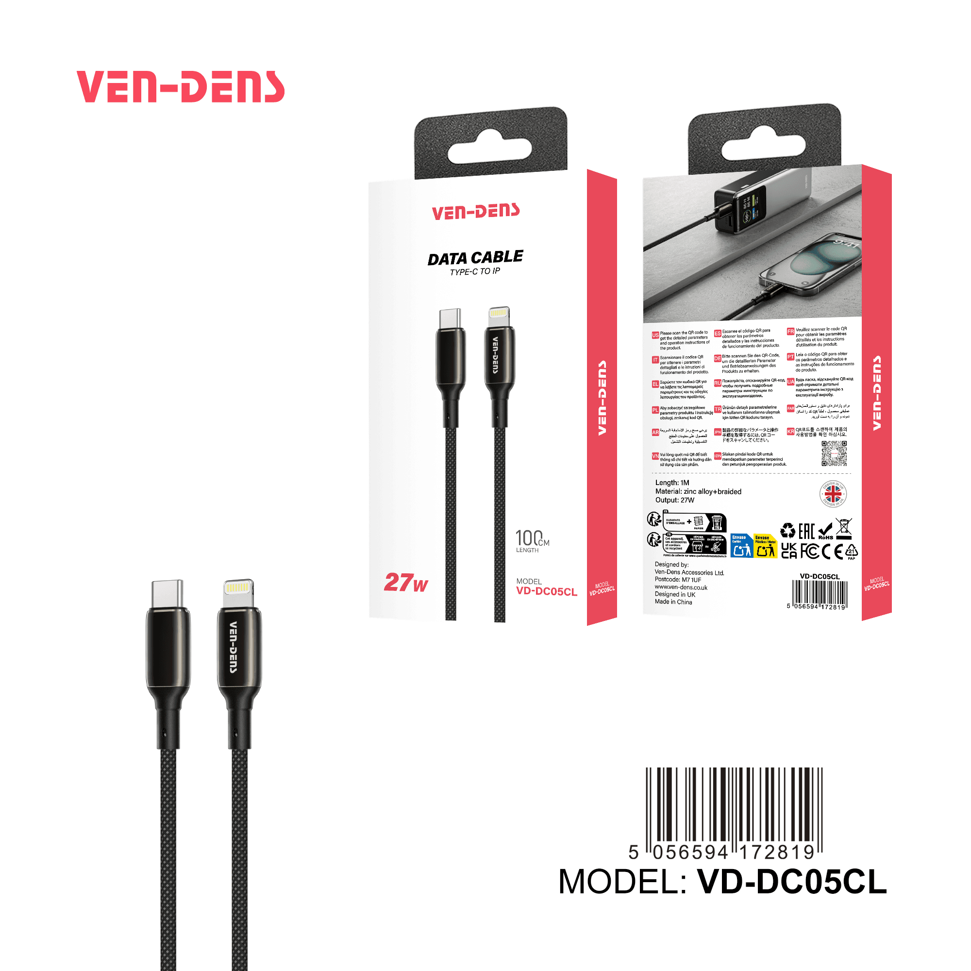 27W USB C To Lightning Charging Cable