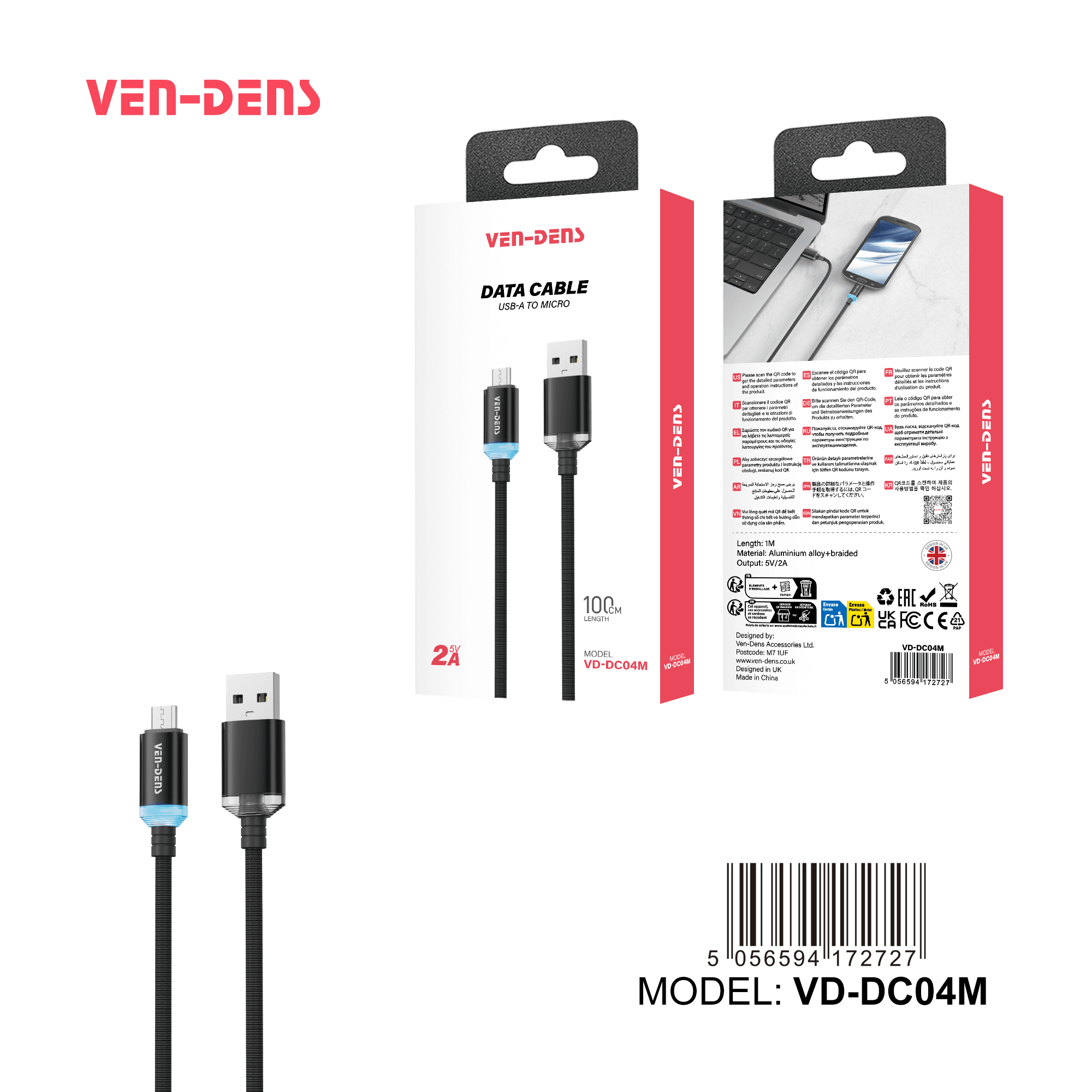 2A 5V Silicone Cable USB A To Micro USB Cable