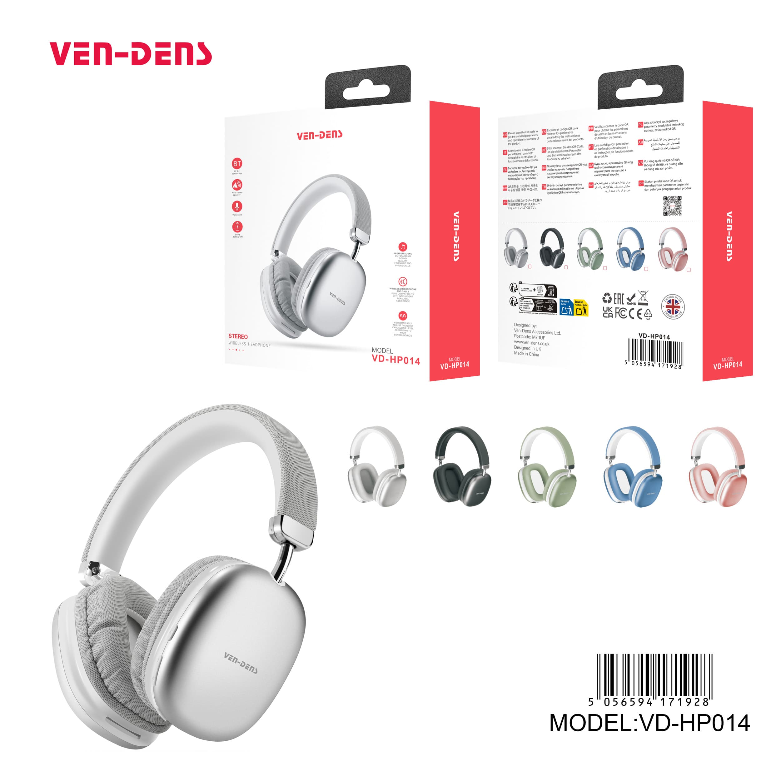 ANC Active Noise Cancelling Wireless Headphone With BASS Stereo (VD-HP014)