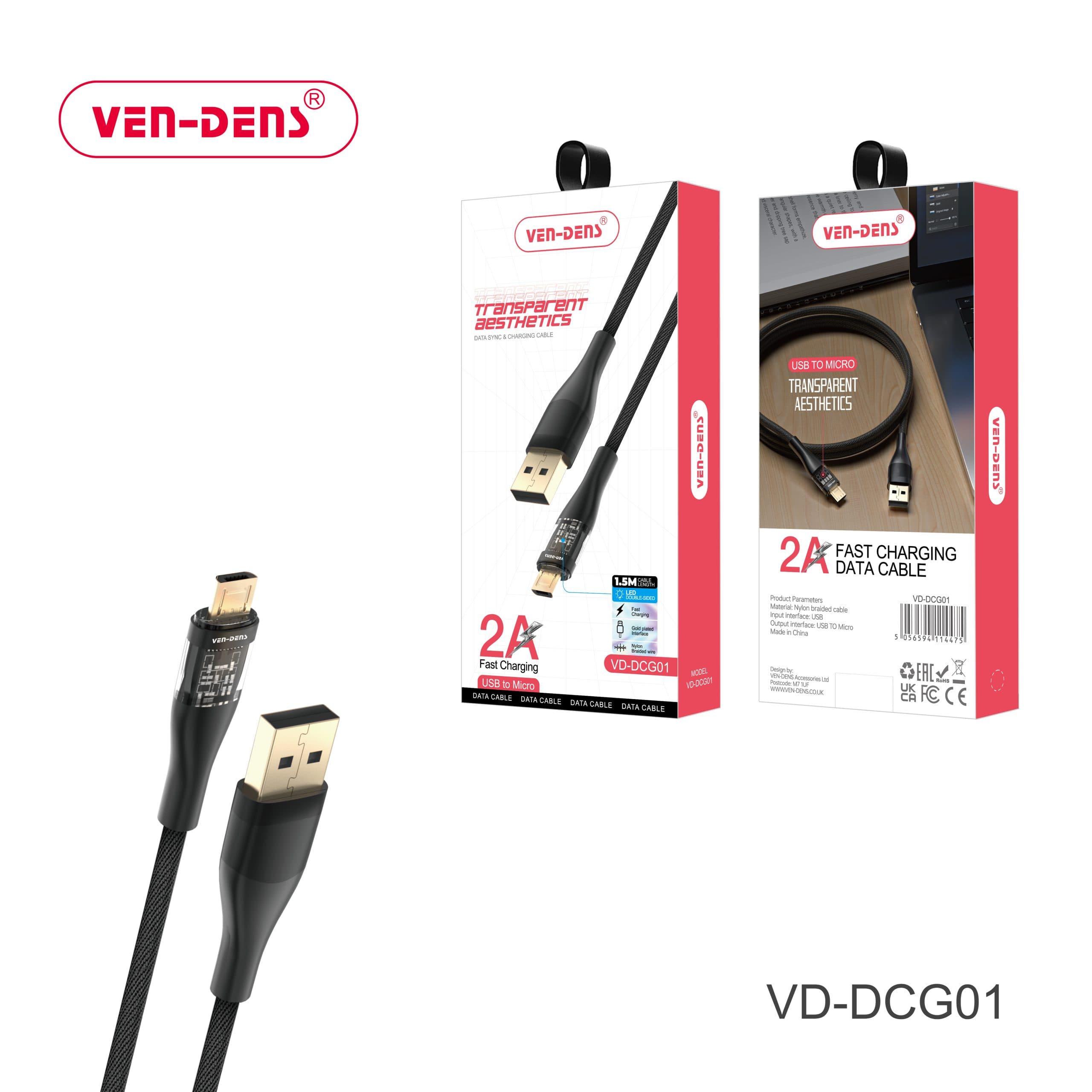 Transparent Aesthetics Data Sync & Fast Charging Cable USB A To Micro USB Cable