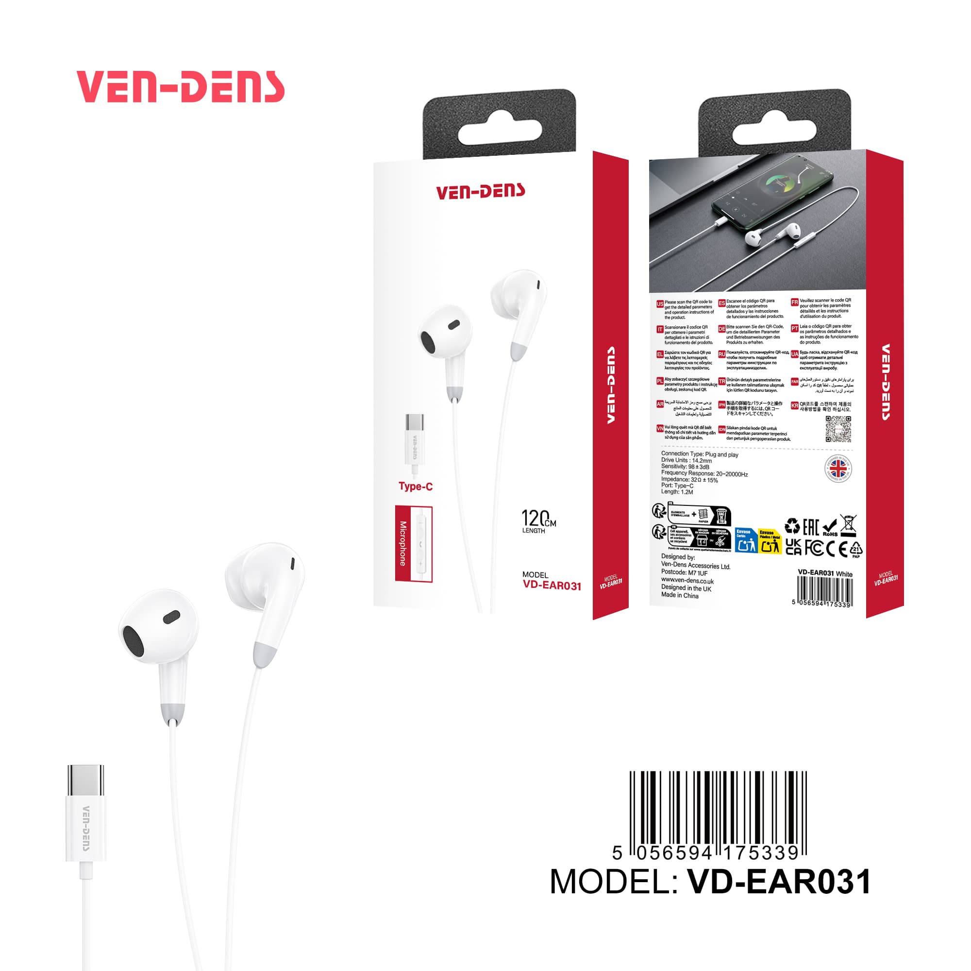 Earphones Plug & Play for TYPE-C jack (EAR031)