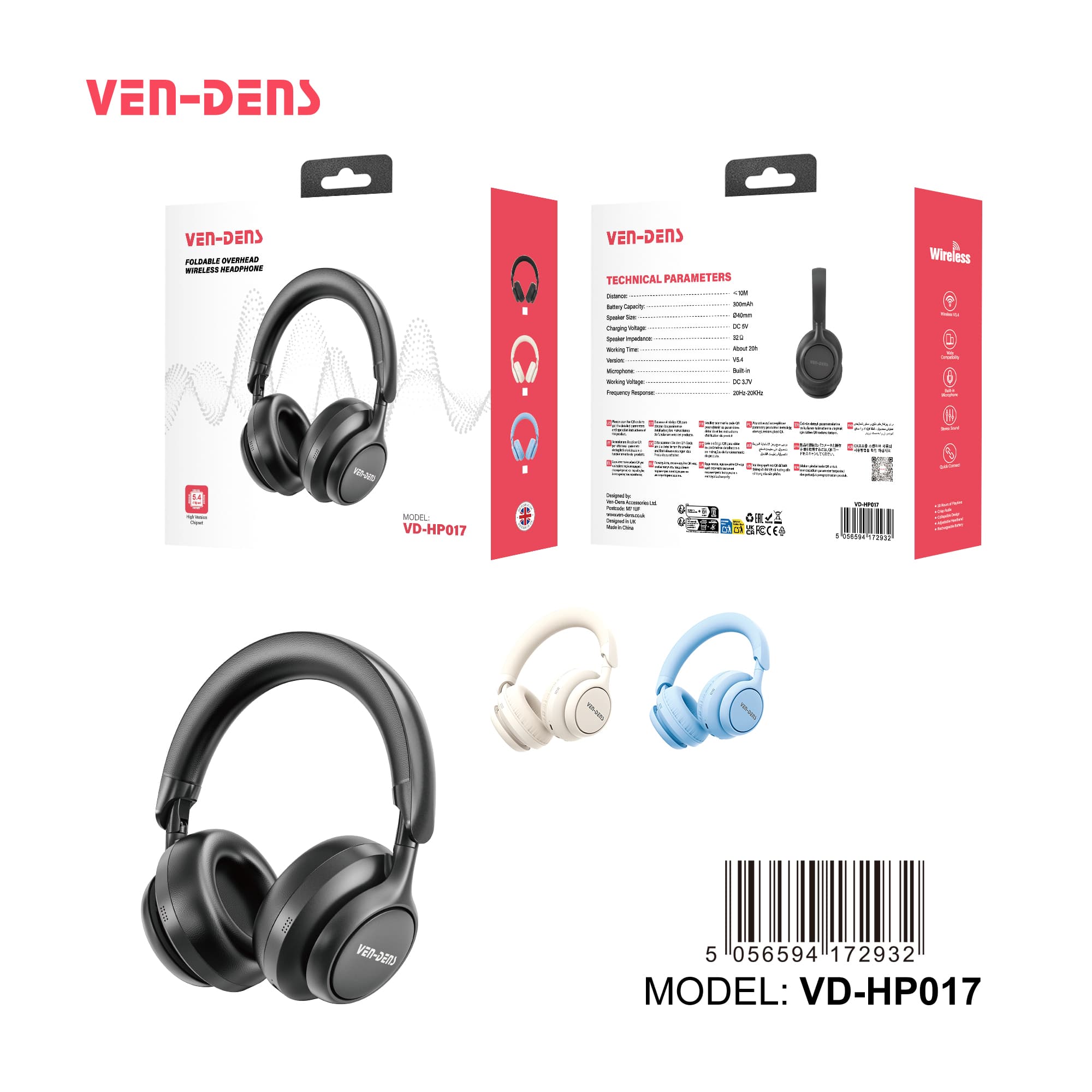 ANC Active Noise Cancelling Wireless Headphone With BASS Stereo (VD-HP017)