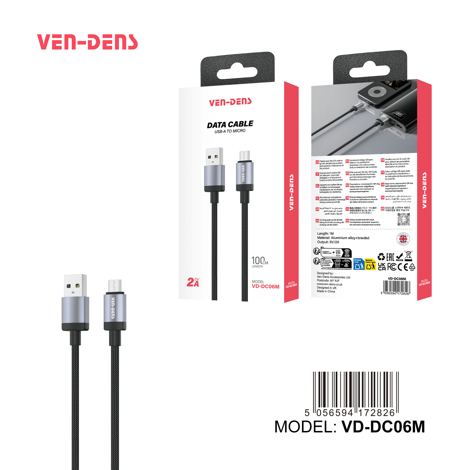 2A 5V Silicone Cable USB A To Micro USB Cable