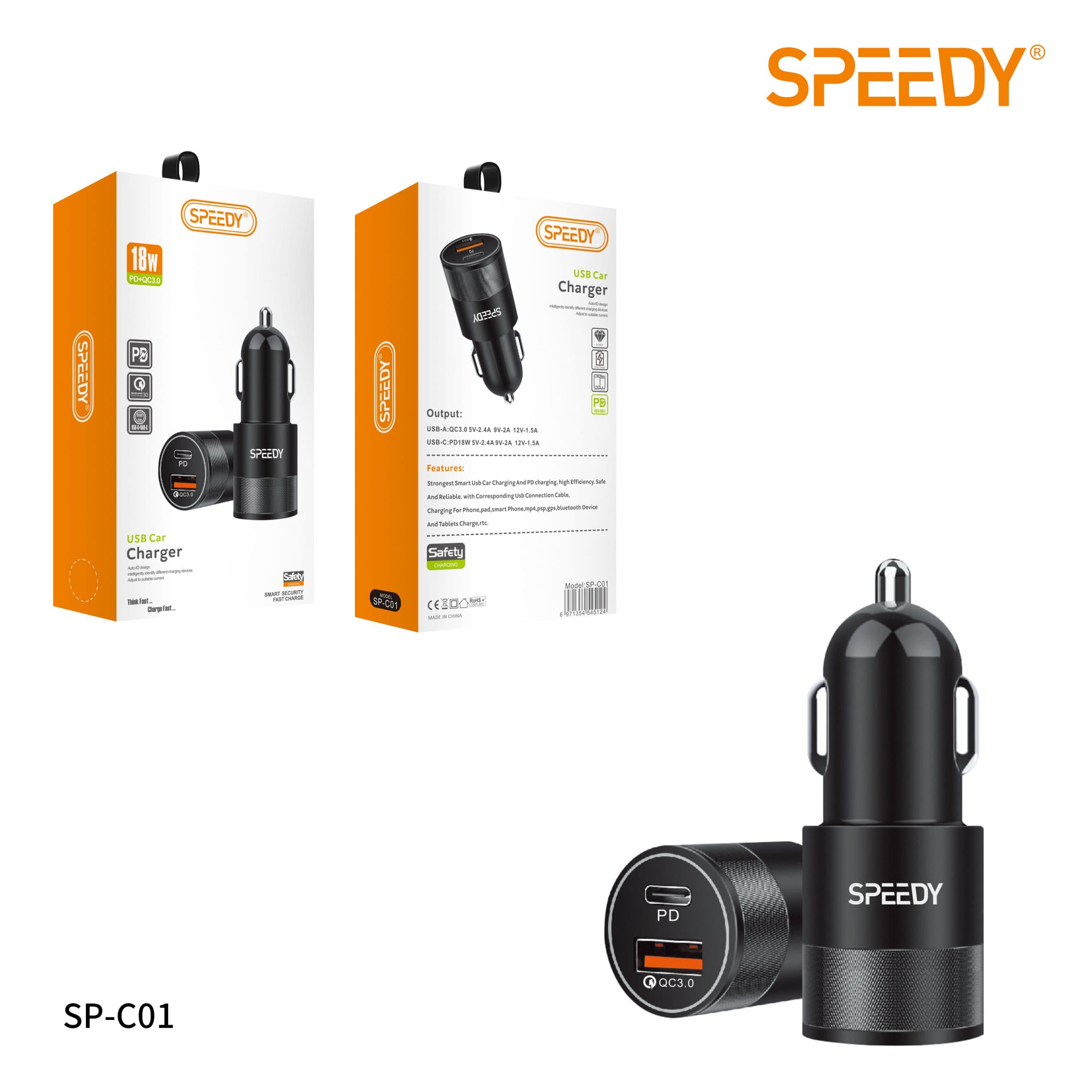 PD+QC3.0 USB Car Charger (SP-C01)