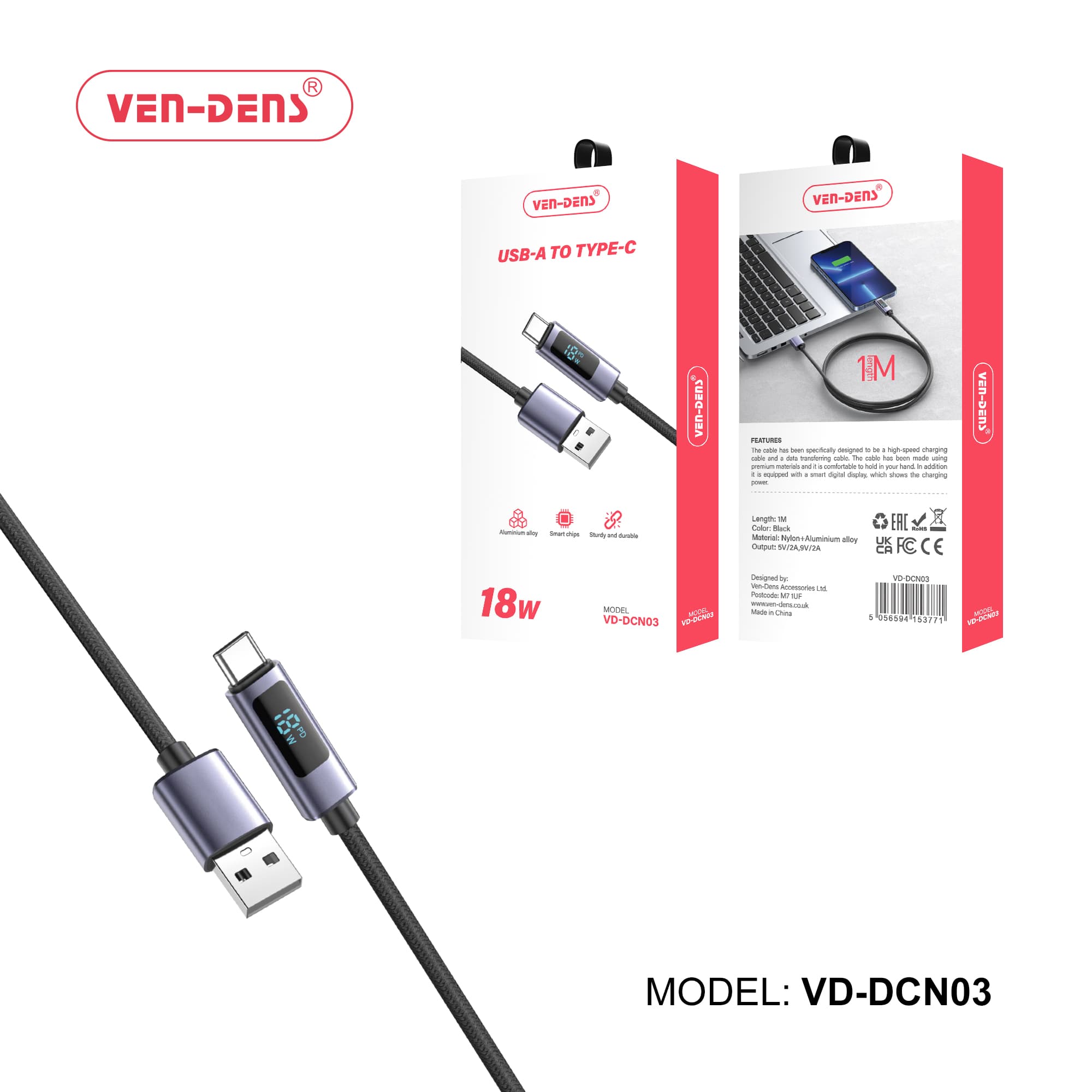 18W Cable USB A To TYPE C Cable