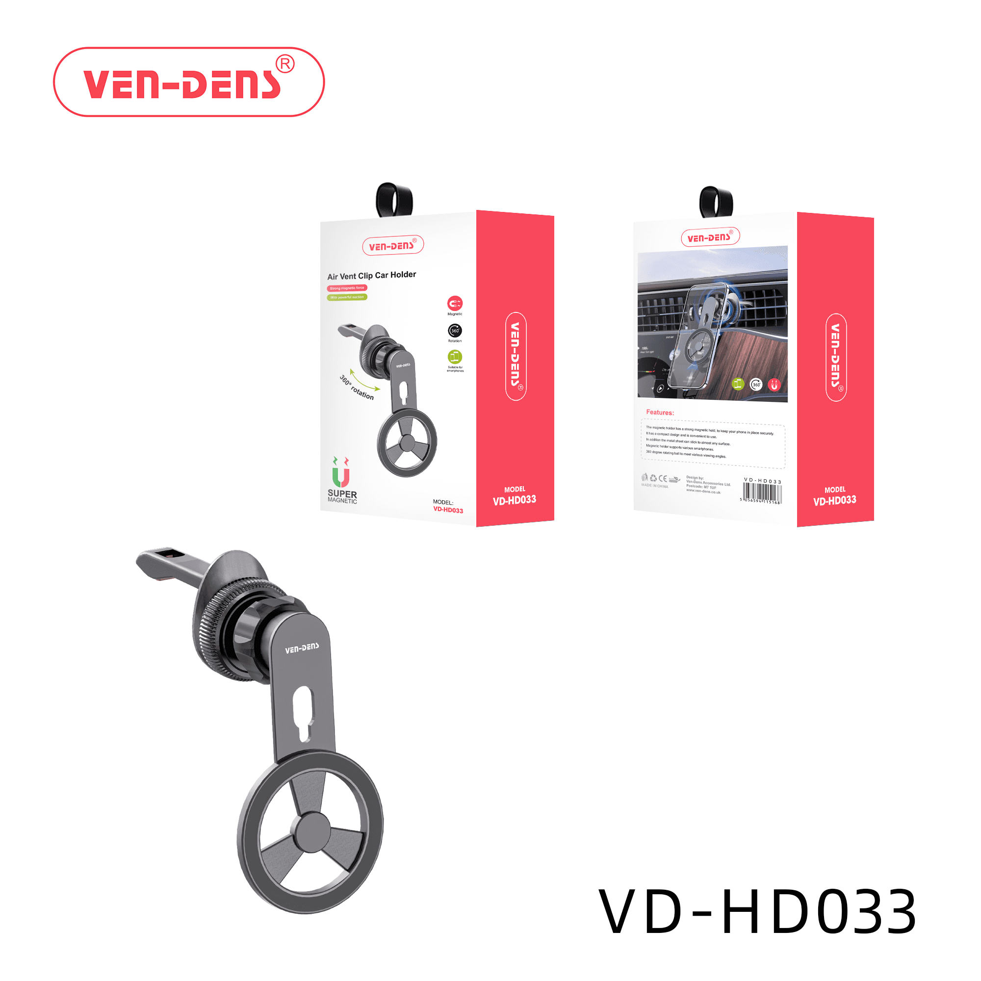 Air vent clip car holder 360 rotation