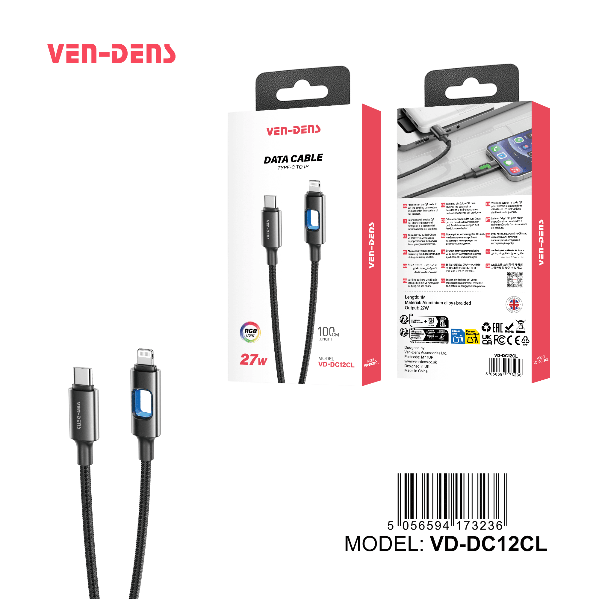 27W USB C To Lightning Charging Cable