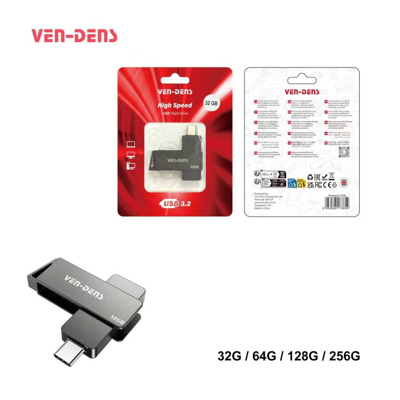 USB 3.2 Flash Drive 32GB, High-Speed Metal Pen Drive, 360° Rotating Design, Plug & Play Memory Stick for Laptop, PC, Car, TV (USB PENDRIVE C)