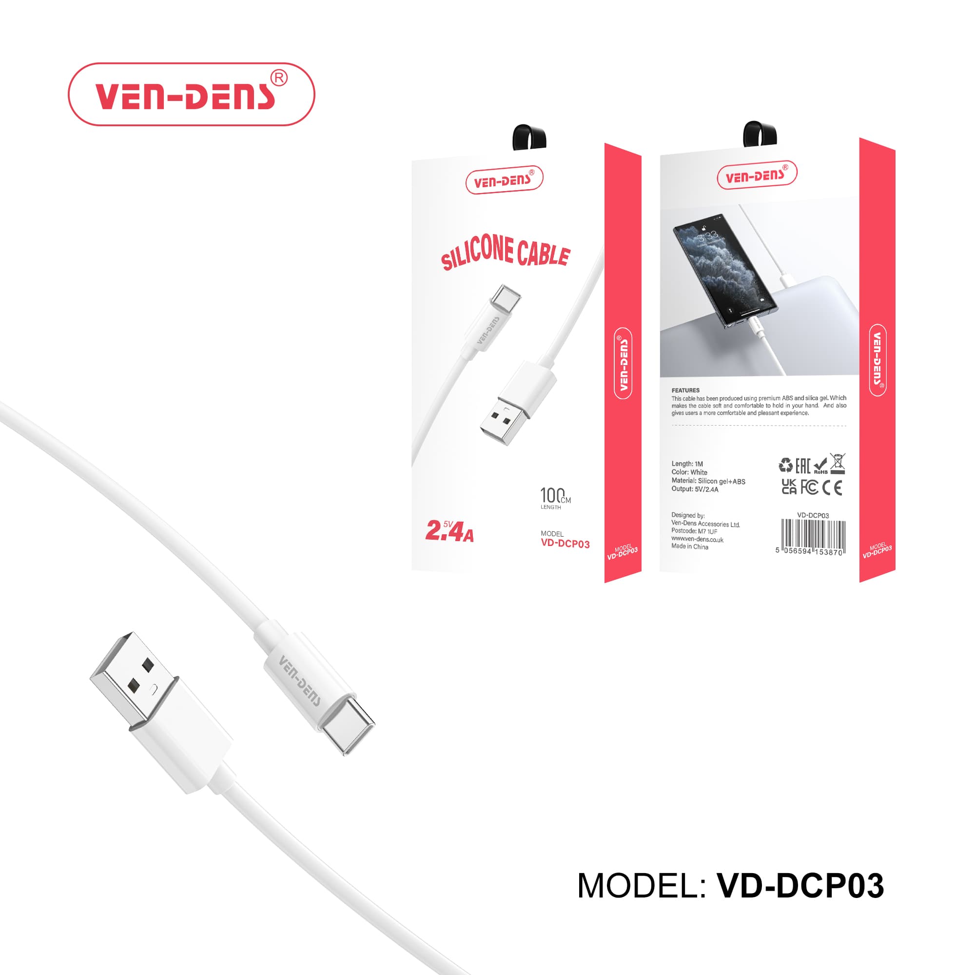 Silicone Cable USB A To TYPE C Cable