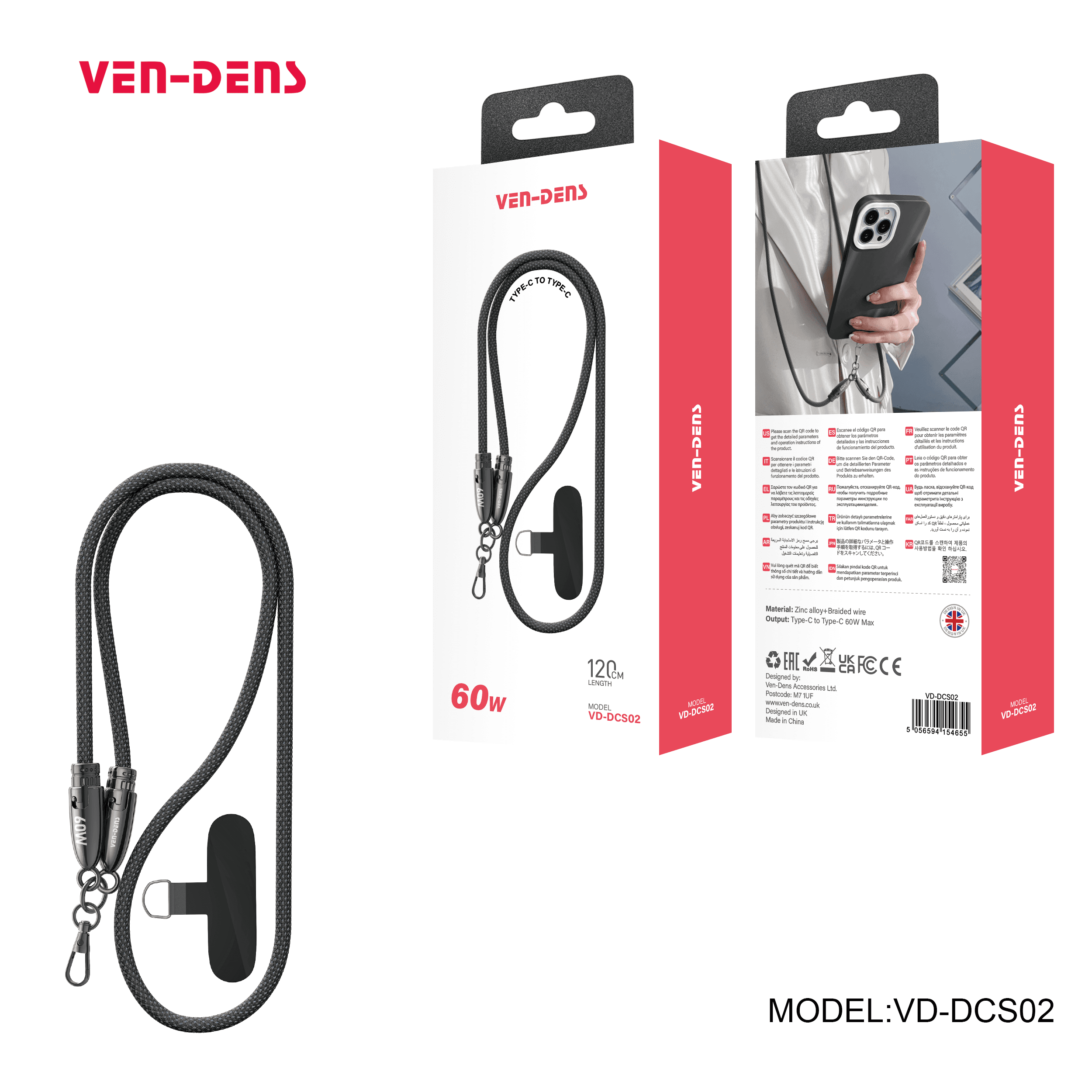 60W braided Cable USB C To TYPE C Cable