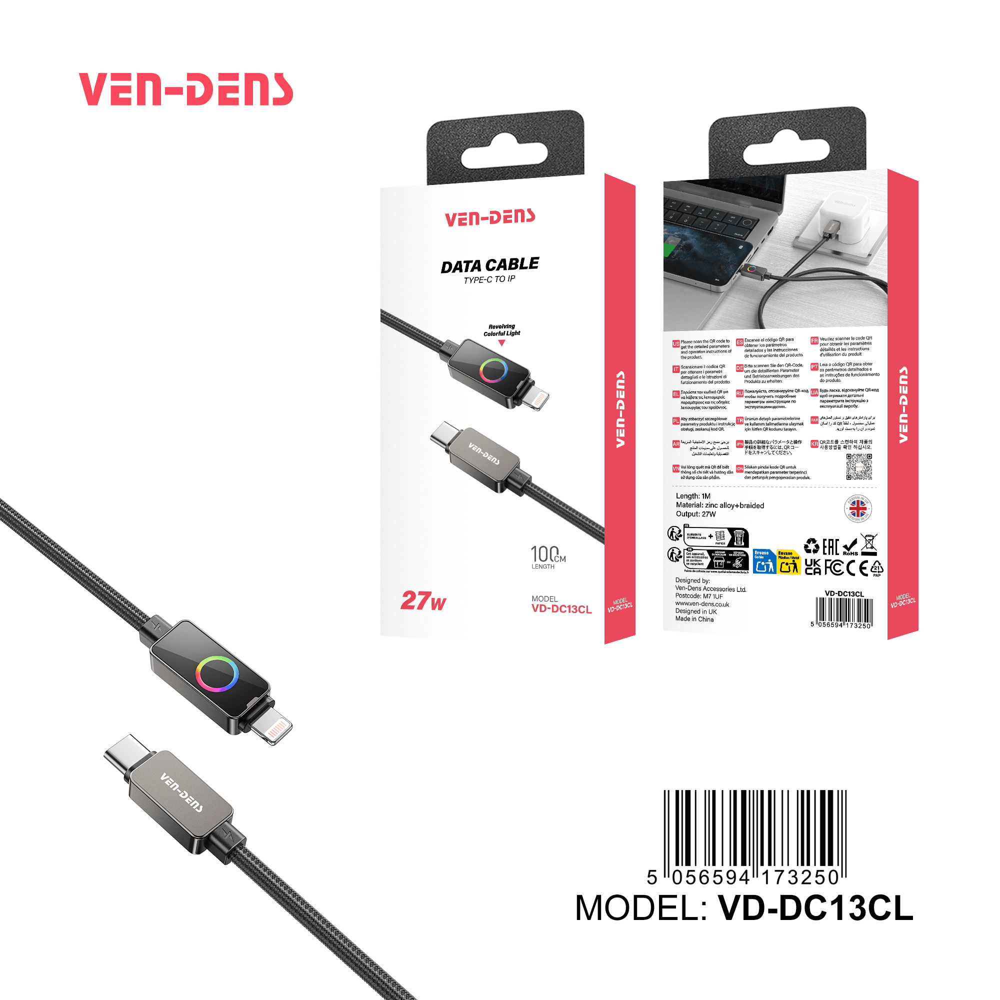 27W USB C To Lightning Charging Cable