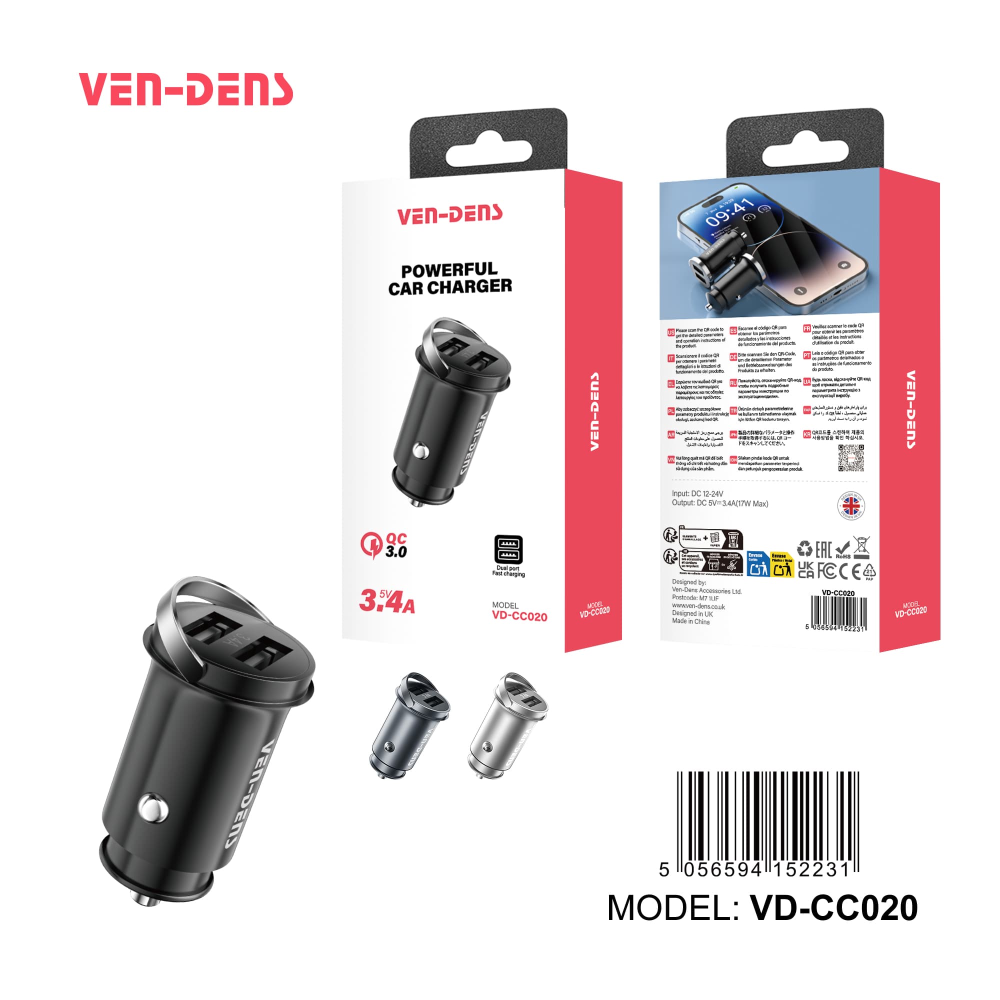 3.4A dual USB Quick Charge powerful car charger