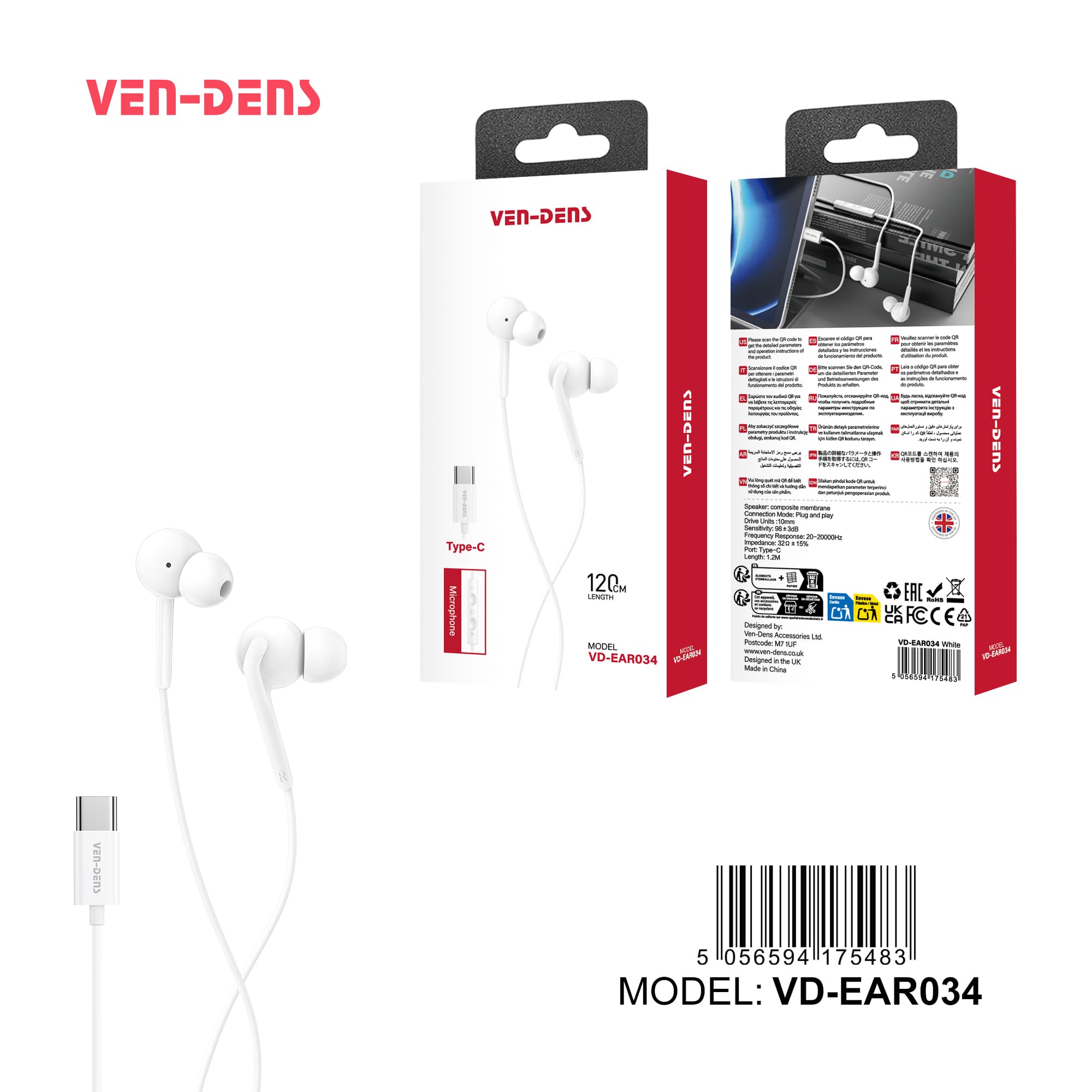 Earphones Plug & Play for TYPE-C jack (EAR034)